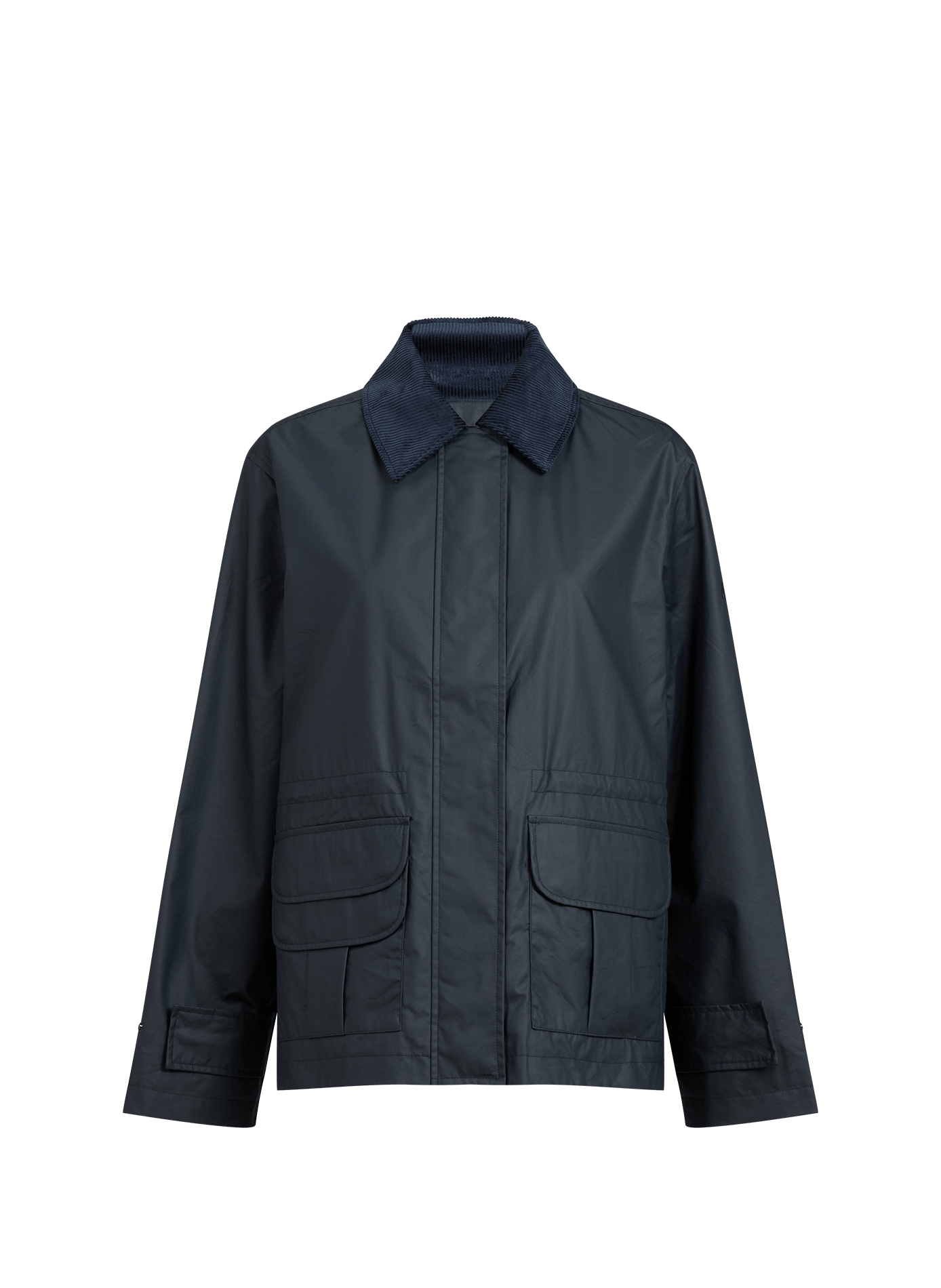 Short waxed parka with a cotton-blend velvet collar AIGLE Blue