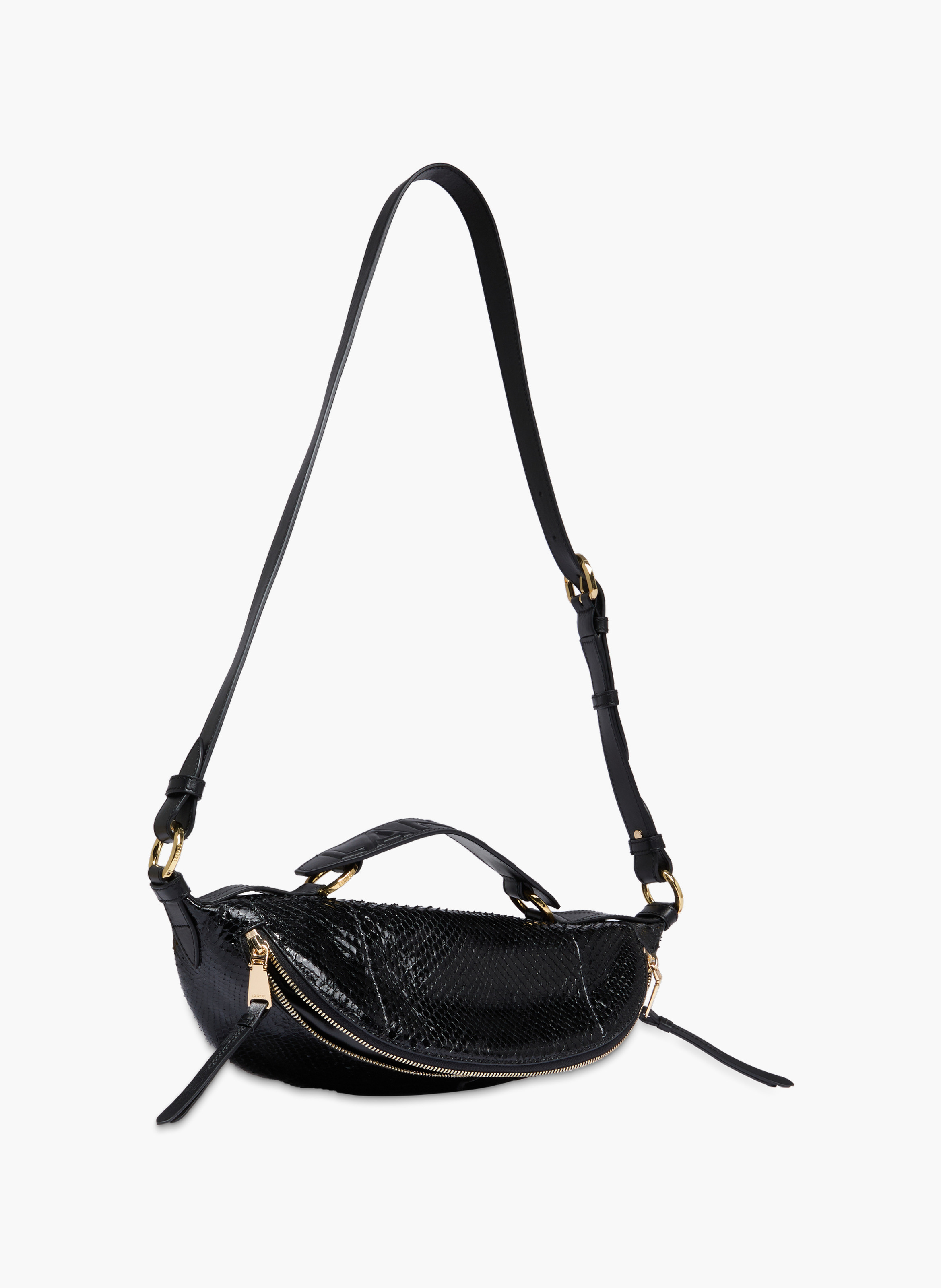 Sac origami porté croisé noir en python et cuir de vachette LANCEL Noir