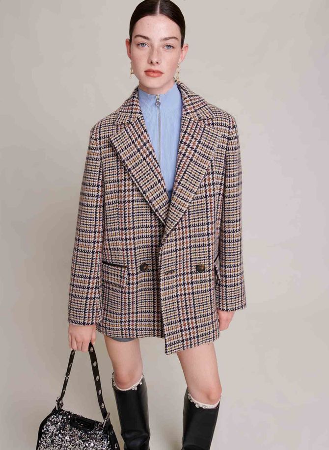 Manteau court col tailleur en laine mélangée MAJE
