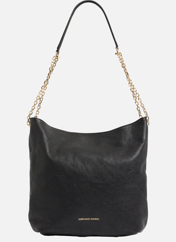 Sac hobo en cuir avec chaîne ajustable - le charlotte Noir by GERARD DAREL GERARD DAREL Sac hobo en cuir avec chaîne ajustable - le charlotte Noir