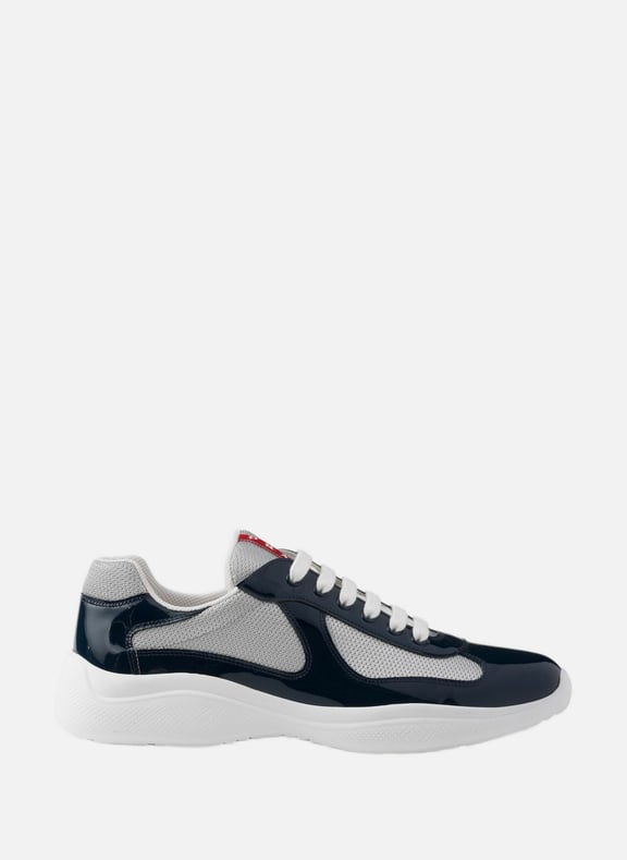 Sneakers prada americas cup en cuir verni et tiss Bleu by PRADA PRADA Sneakers prada americas cup en cuir verni et tiss Bleu