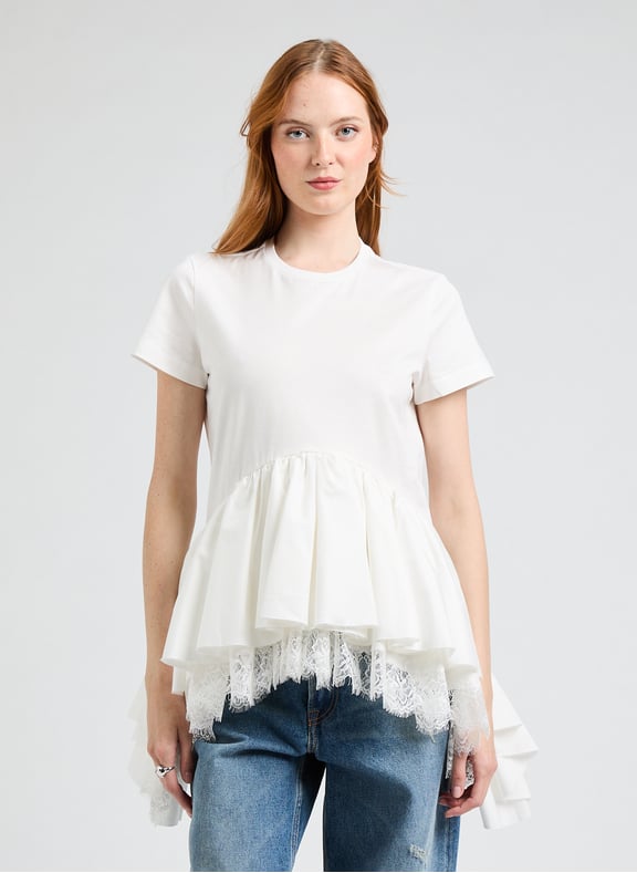 Ruffled and hemmed T-shirt White by MARQUES ALMEIDA MARQUES ALMEIDA Ruffled and hemmed T-shirt White