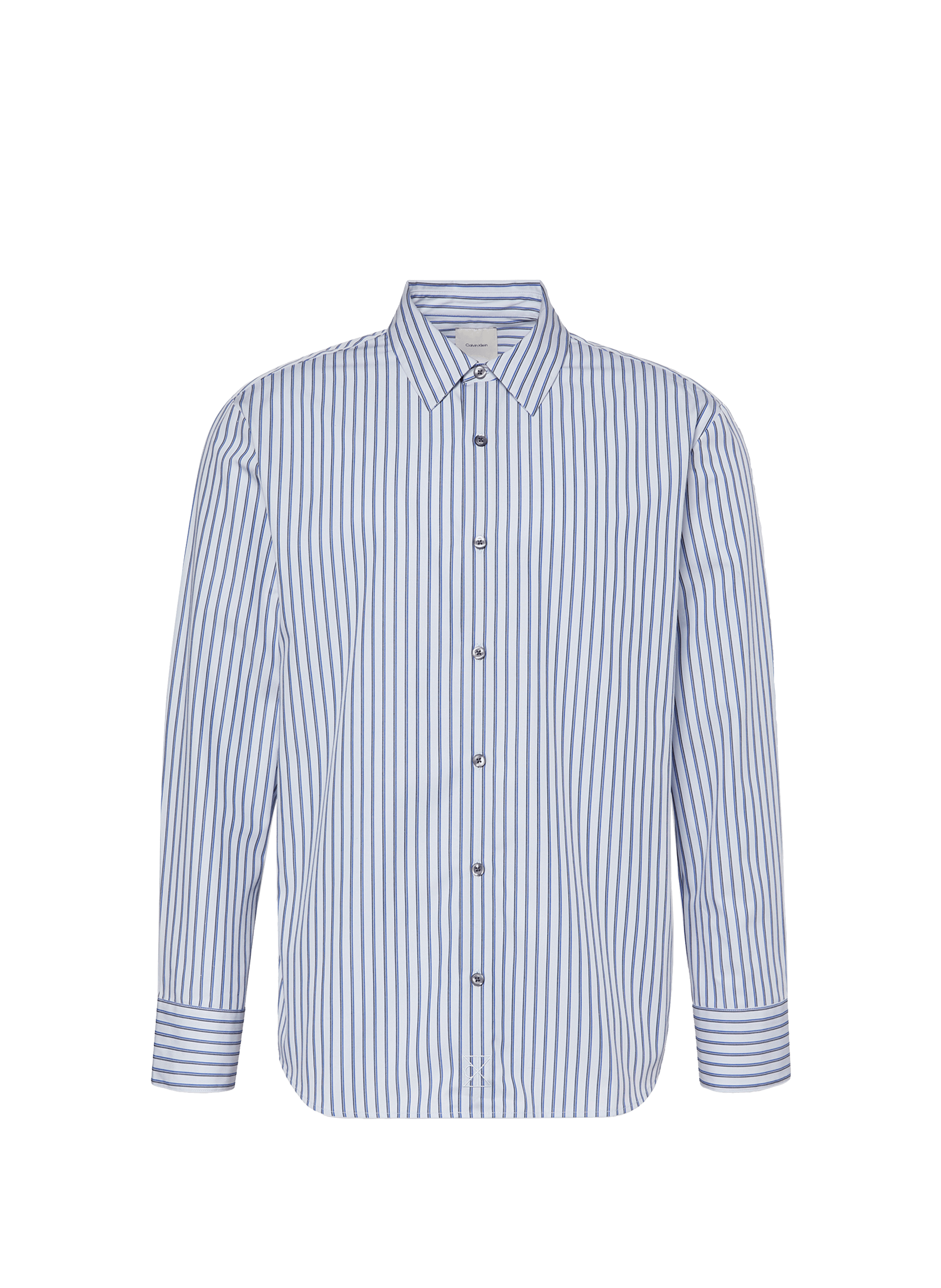 CALVIN KLEIN Straight striped cotton shirt Blue