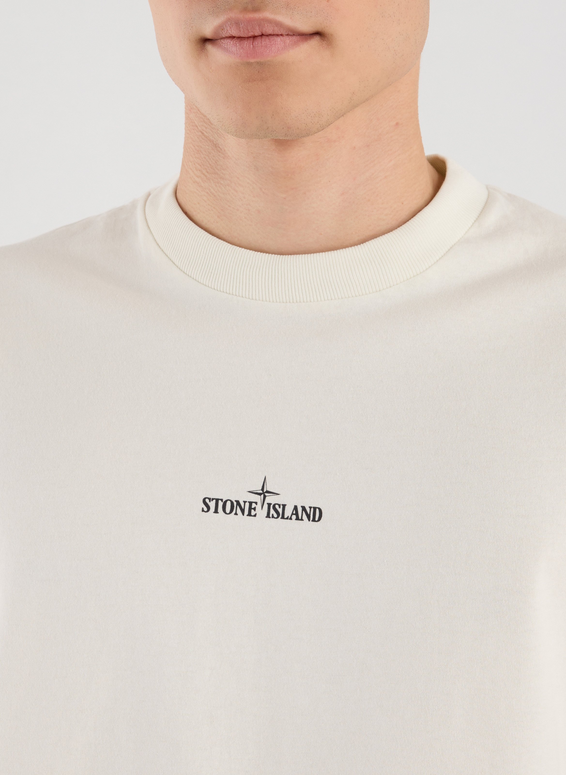 Plain cotton T-shirt with logo STONE ISLAND Beige