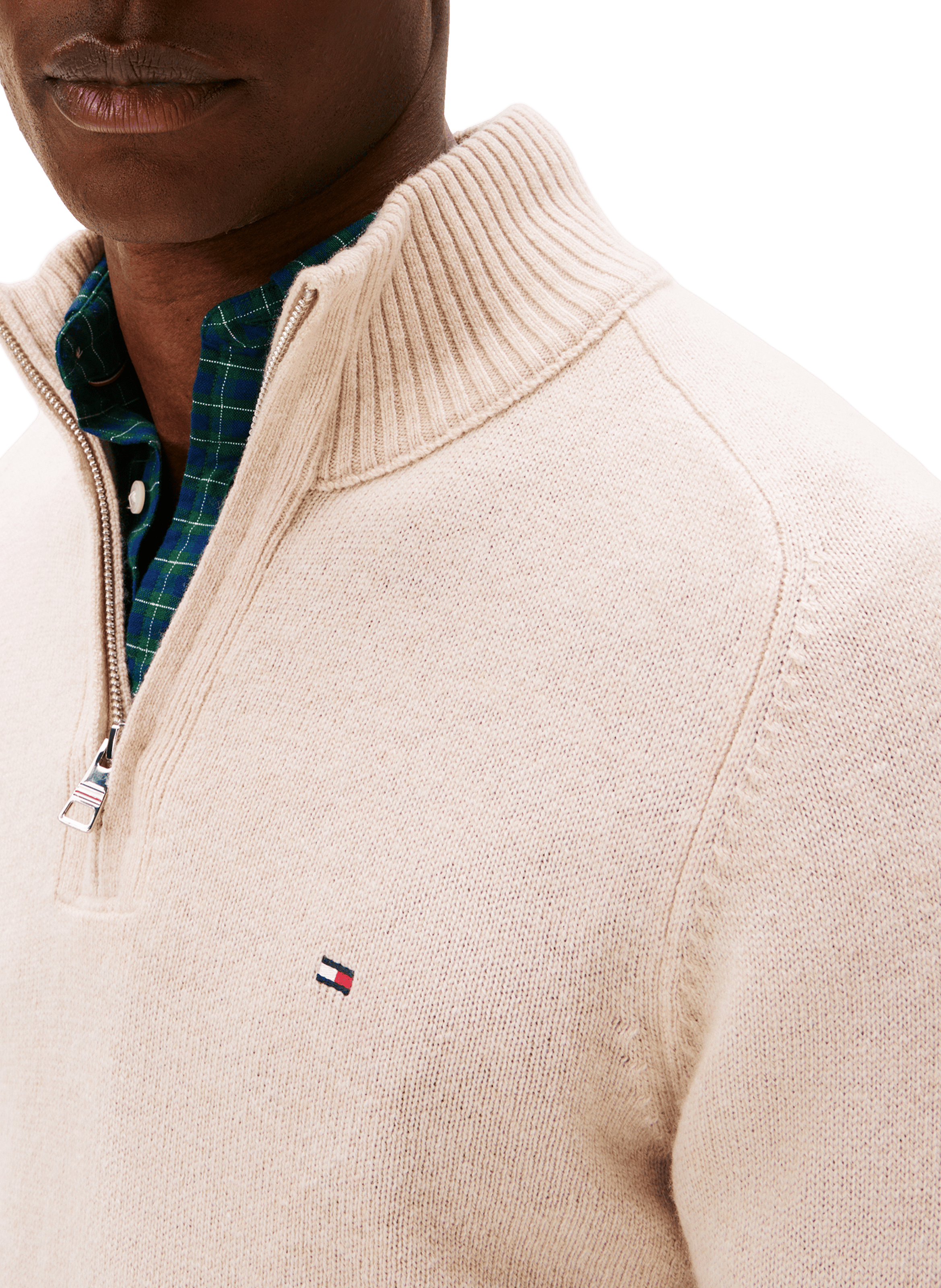 Wool zip-neck jumper TOMMY HILFIGER Beige