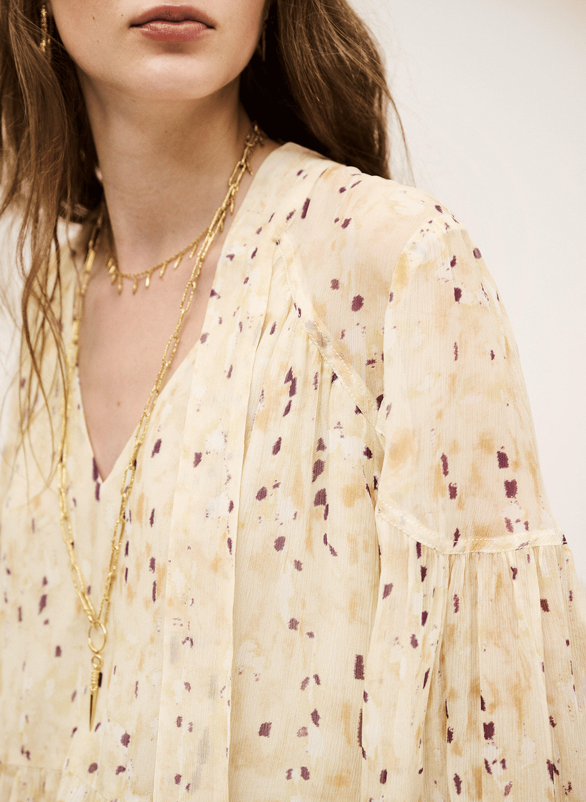 Blouse droite imprimée kamala BA&SH Beige