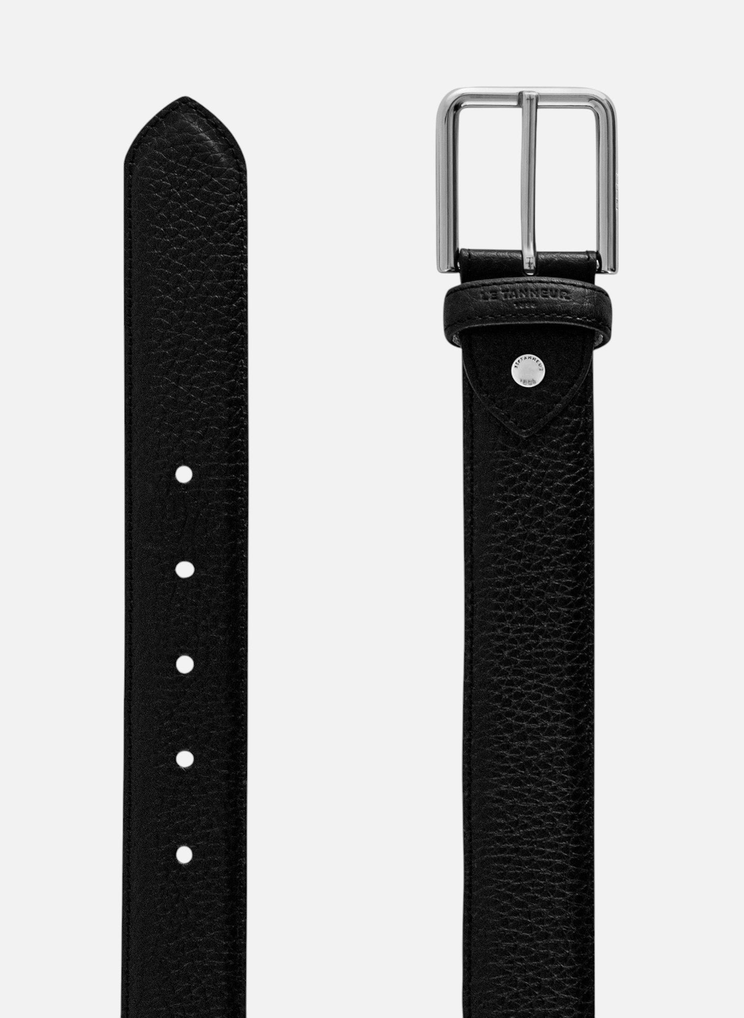 Ceinture avec boucle carrée charles en cuir grainé LE TANNEUR Noir