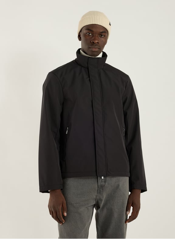 Straight jacket with high collar Black by ARMANI EXCHANGE ARMANI EXCHANGE Straight jacket with high collar Black