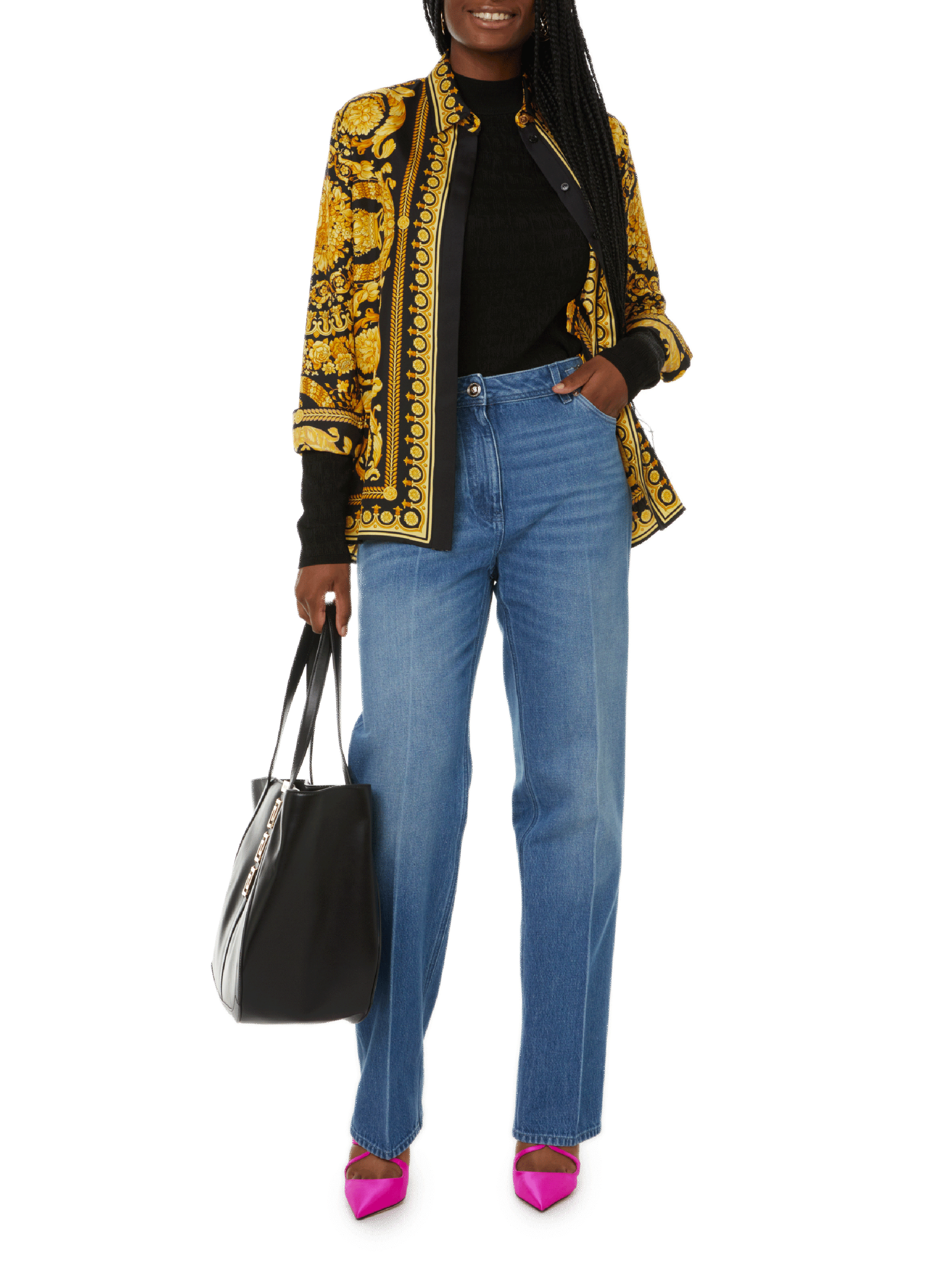 Barocco-print silk shirt VERSACE Multicolour