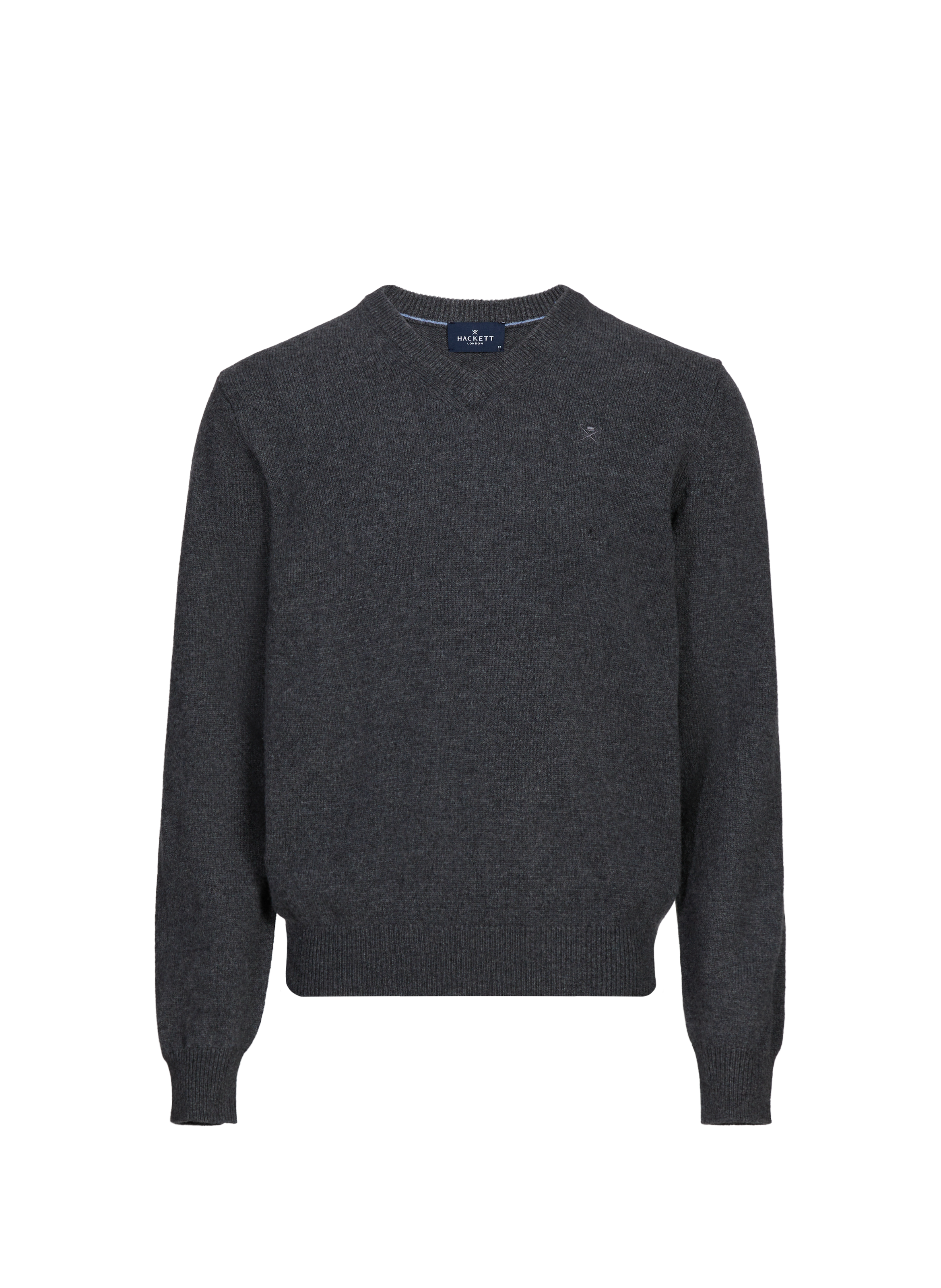 HACKETT Straight V-neck wool jumper Grey