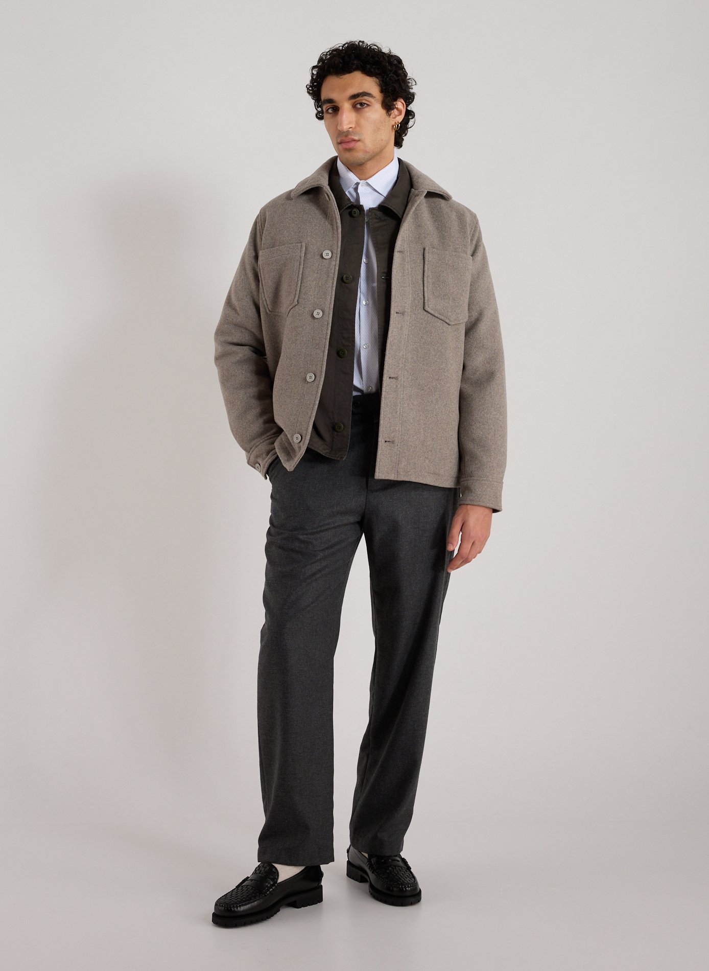 Pantalon droit Fairport en laine mélangée CLOSED Gris