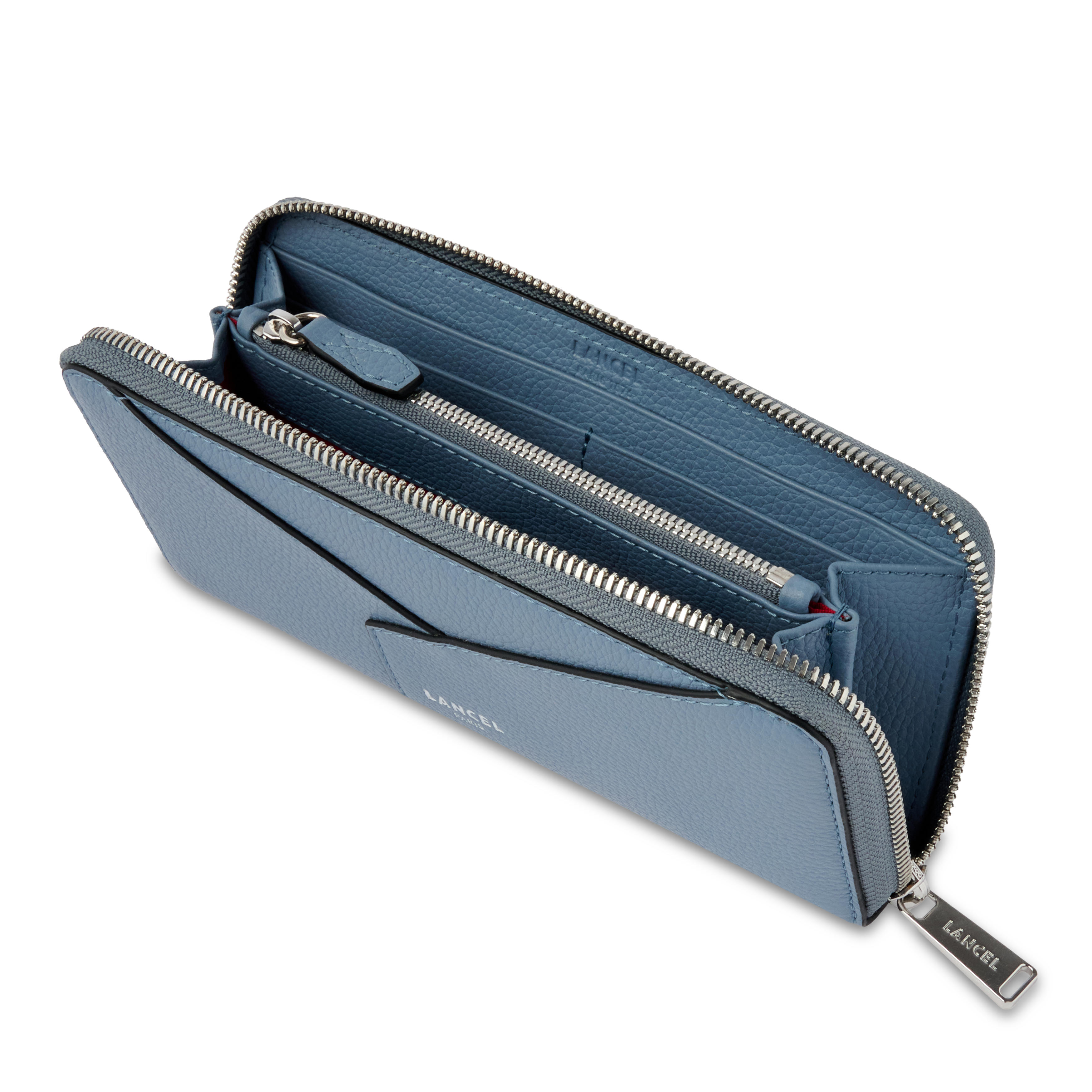 Portefeuille long zippé enveloppe de lancel en cuir LANCEL Bleu