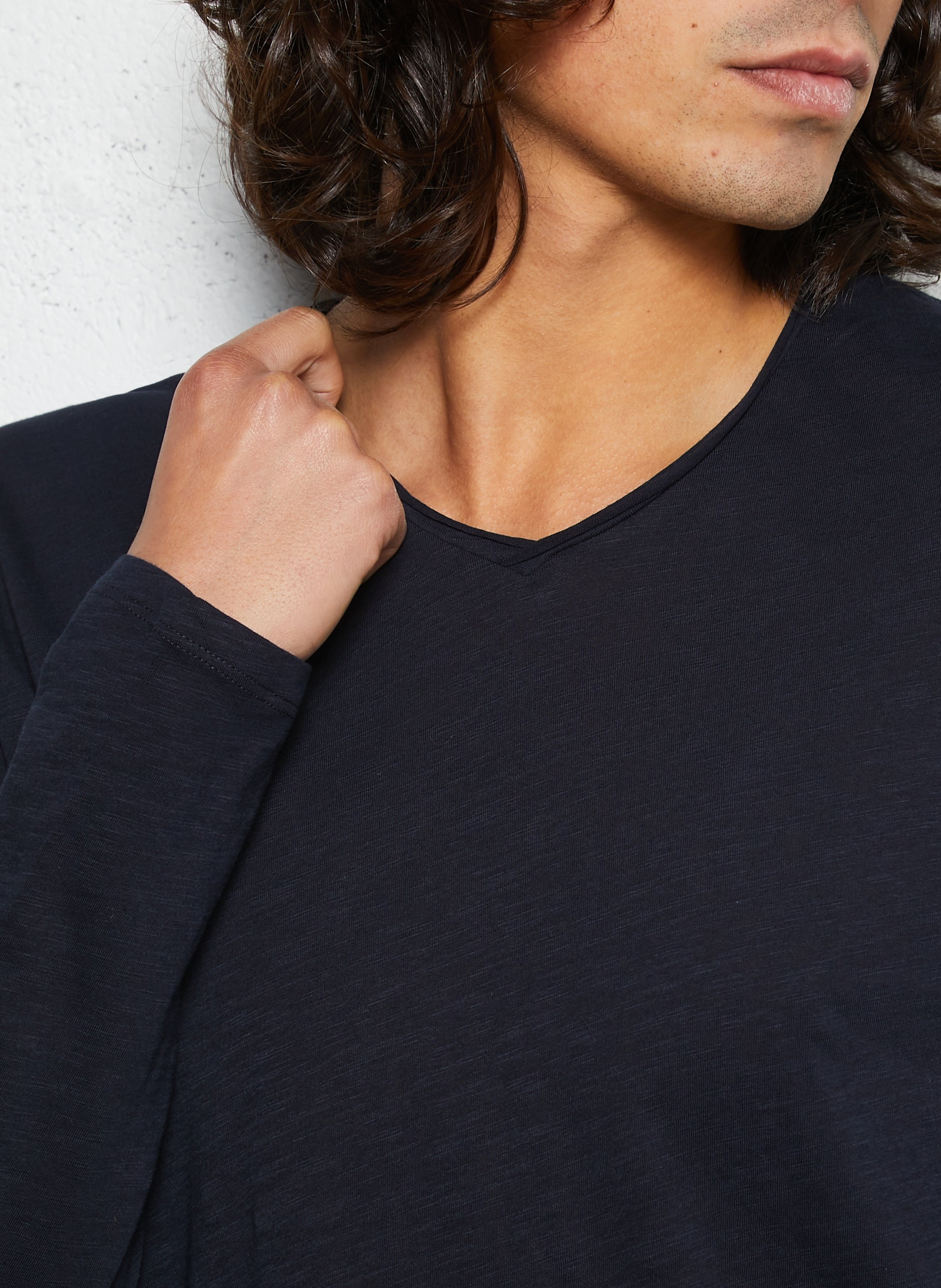 Tee-shirt droit vol v en coton Bleu