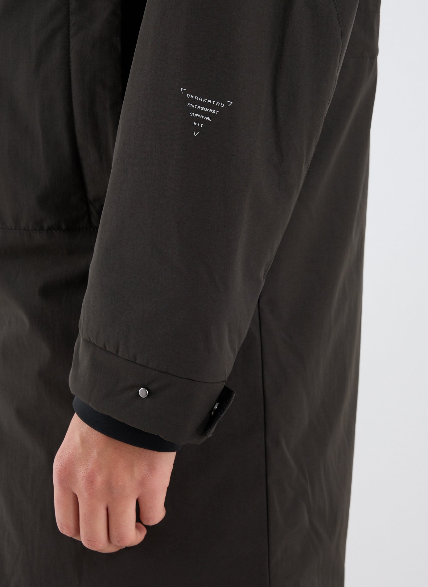 Mid-length hooded jacket KRAKATAU Khaki