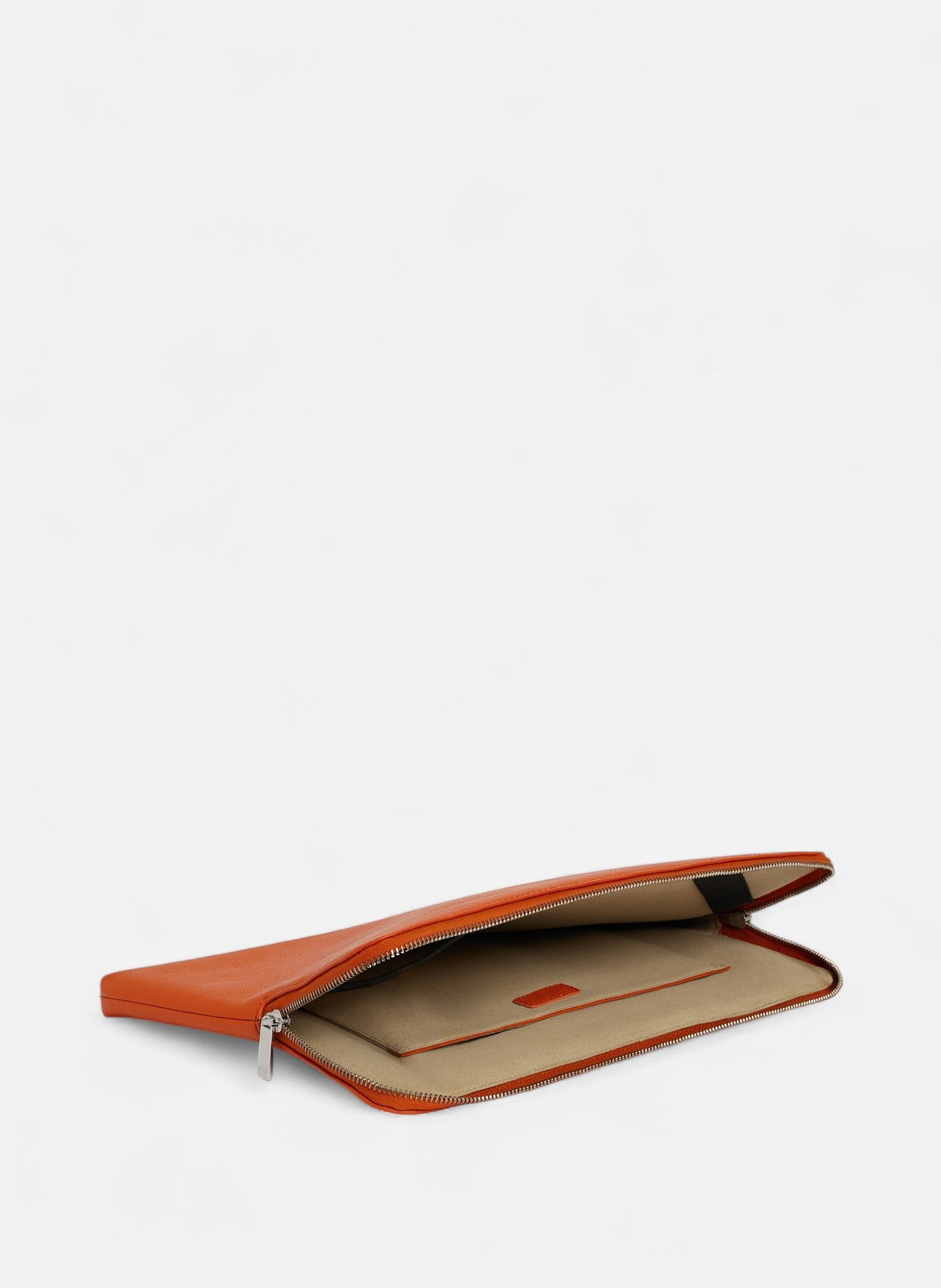 Pochette ordinateur 14" en cuir grainé LE TANNEUR Orange