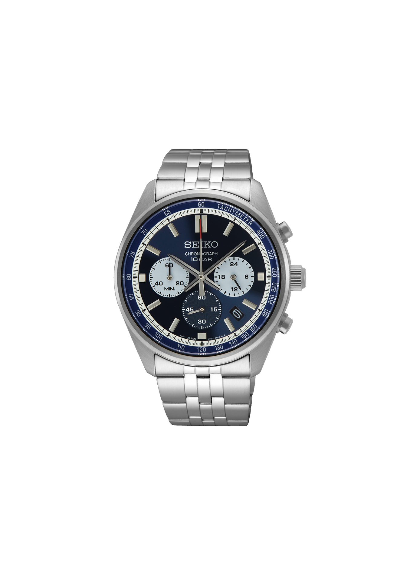 Montre chronographe en acier inoxydable SEIKO Marron