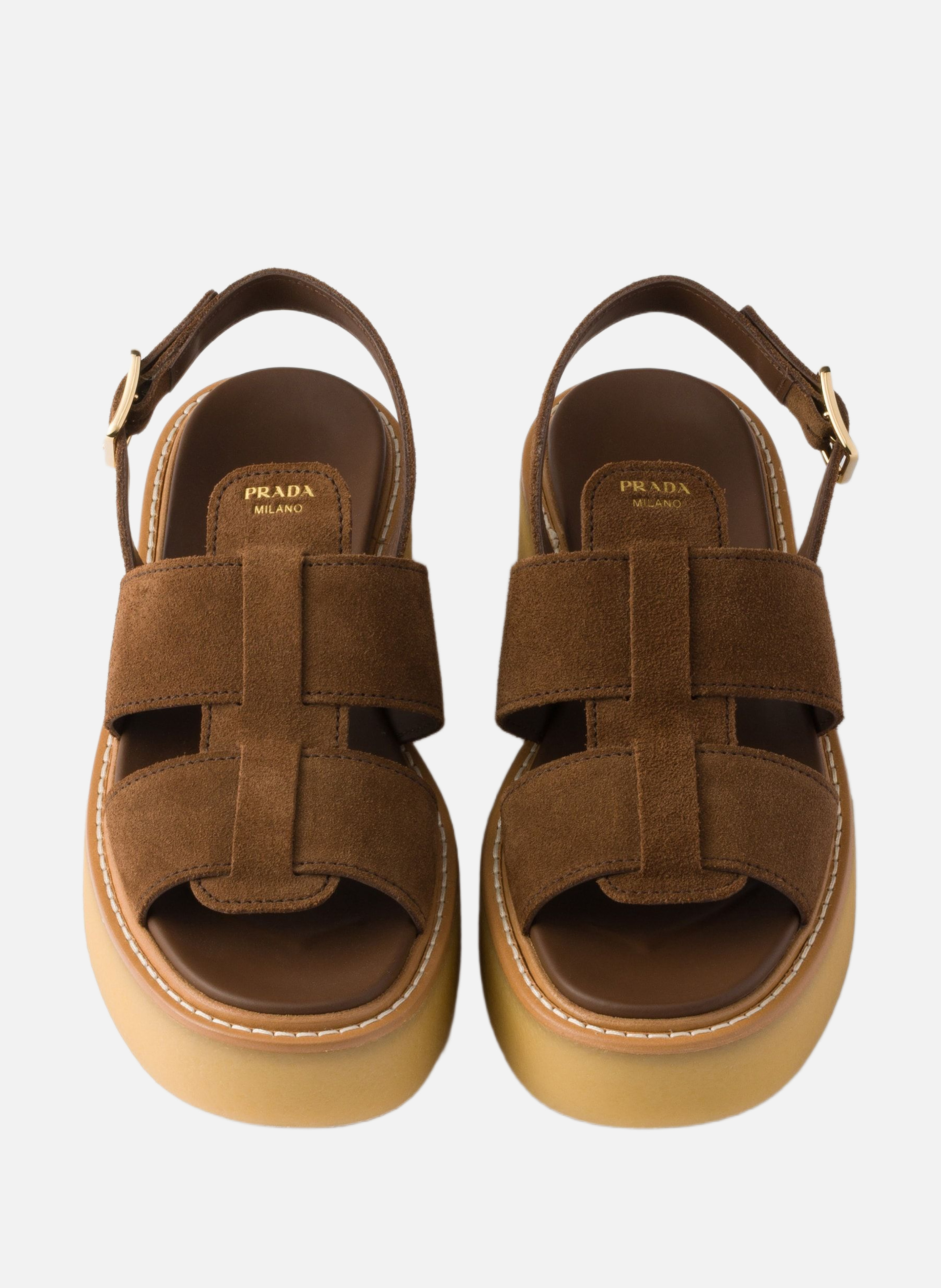 Sandales en veau velours PRADA Marron