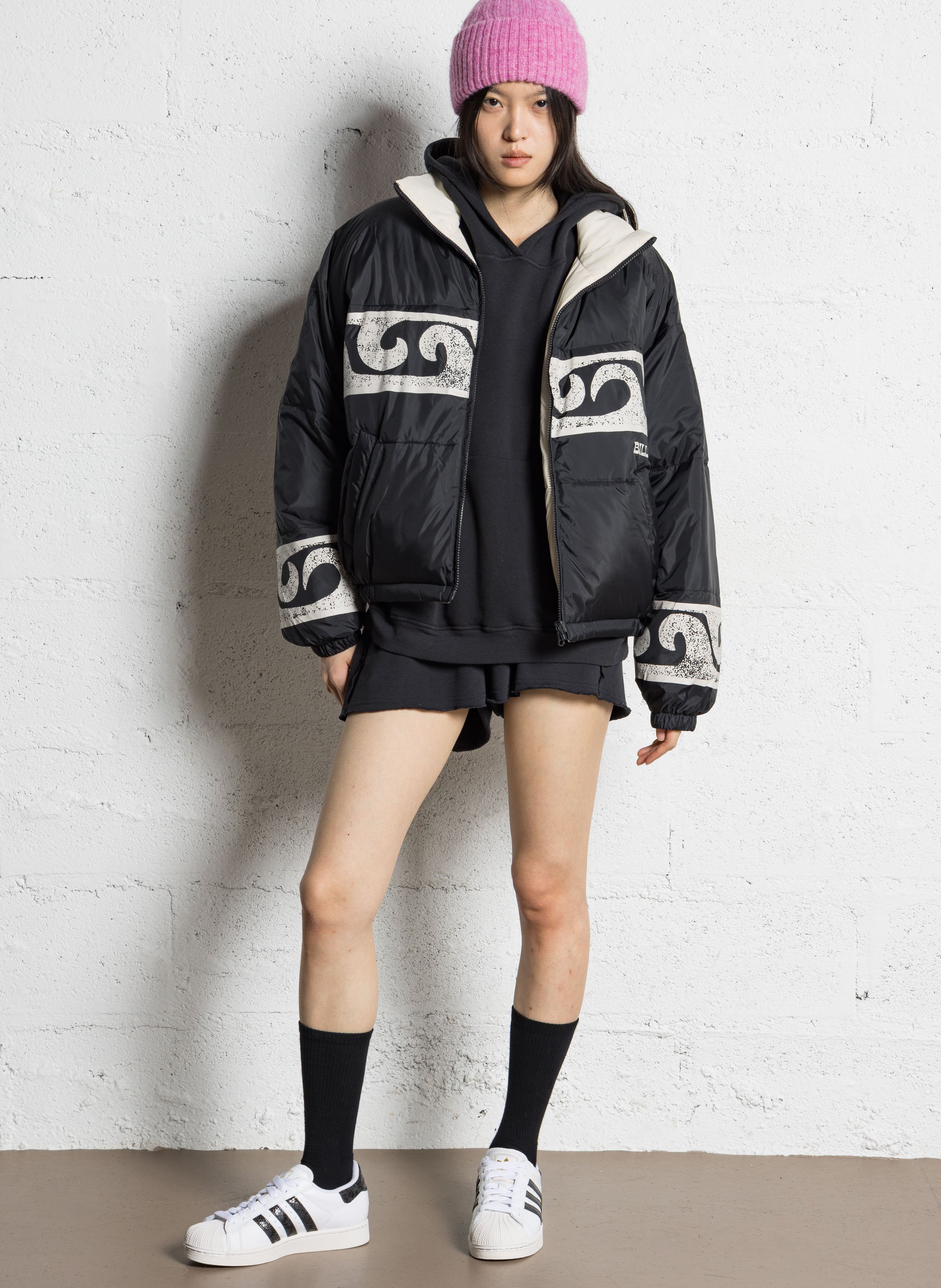 Sweat à capuche ample chiné atubay AMERICAN VINTAGE Noir