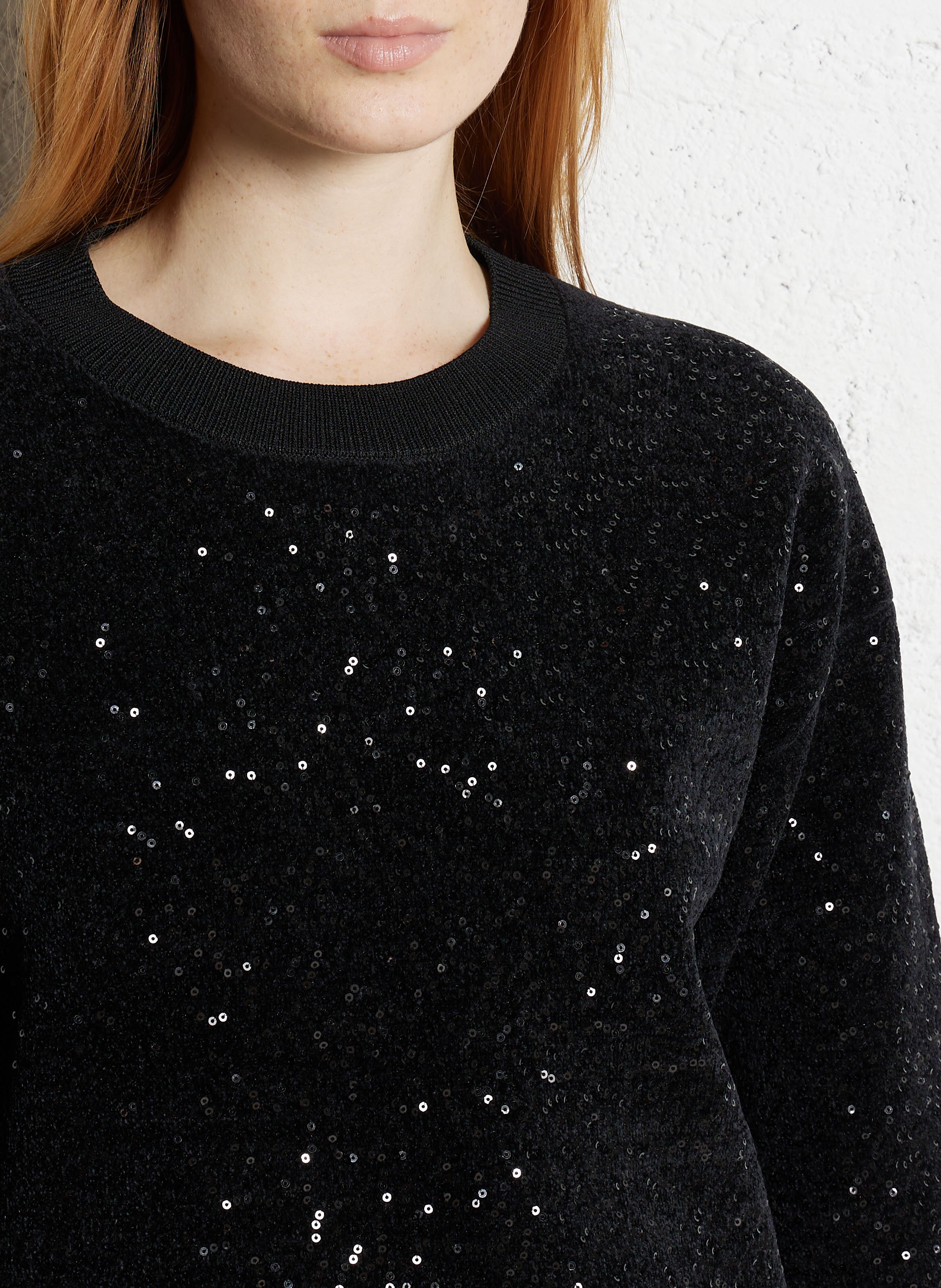 Robe courte droite col rond à sequins reveillon MAISON 123 Noir