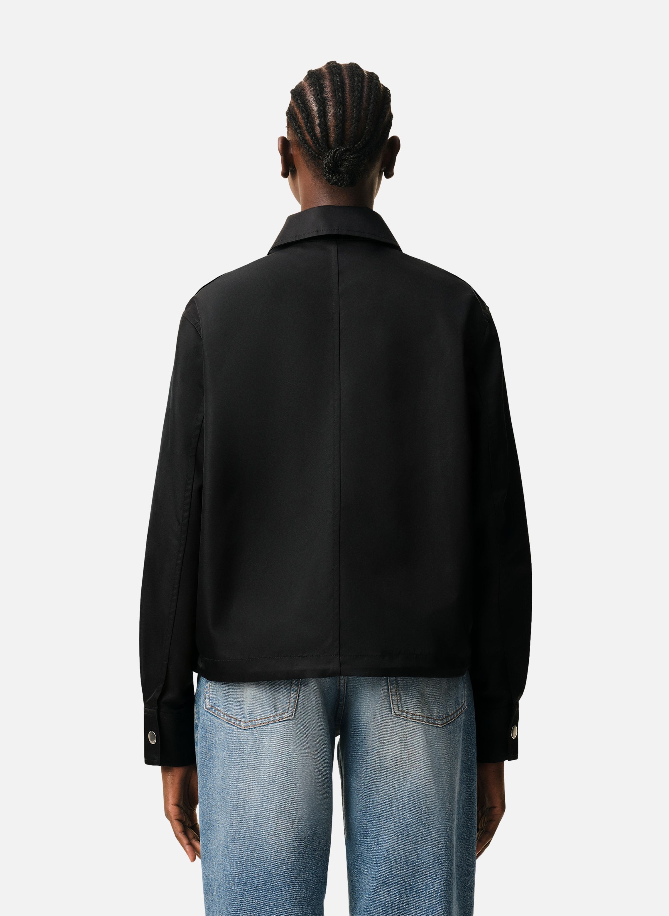 Blouson boutonné rivet ami de cœur unisexe en nylon AMI PARIS Noir