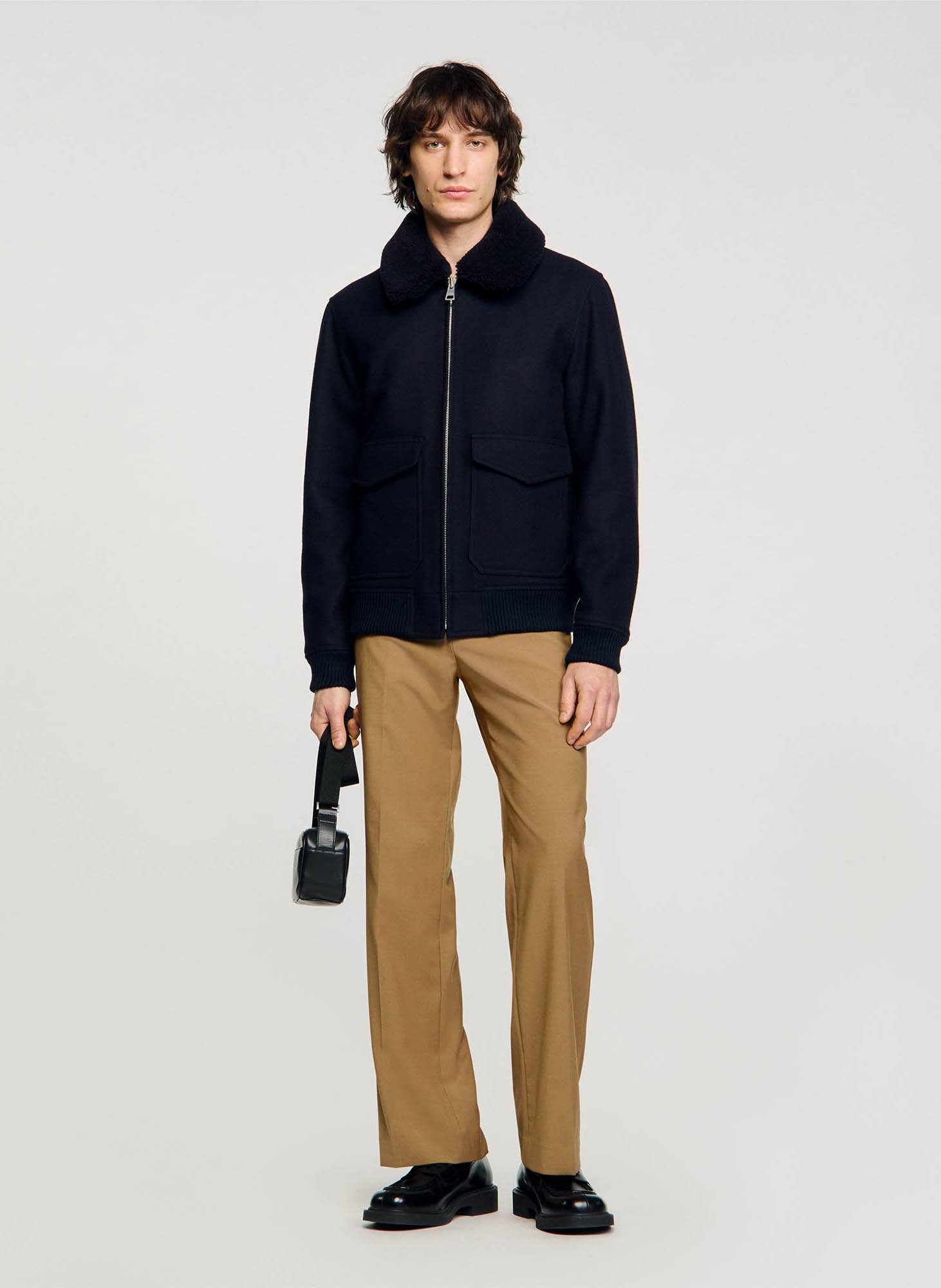 Teedy col rond en laine mélangée SANDRO Bleu