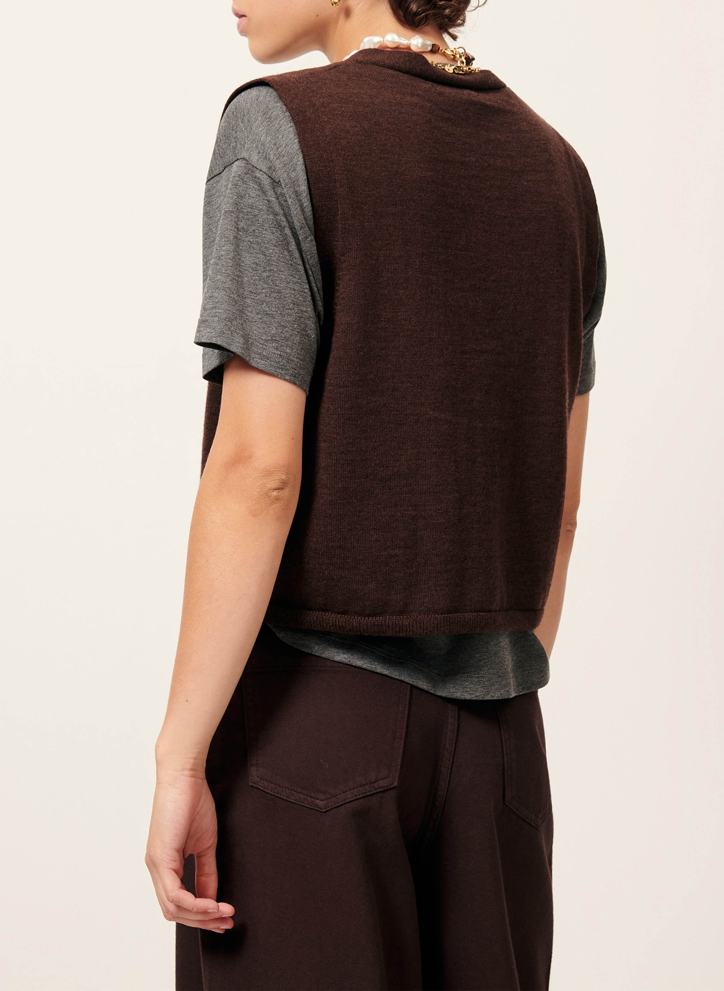 Gilet col v en laine giancarlo SESSUN Marron