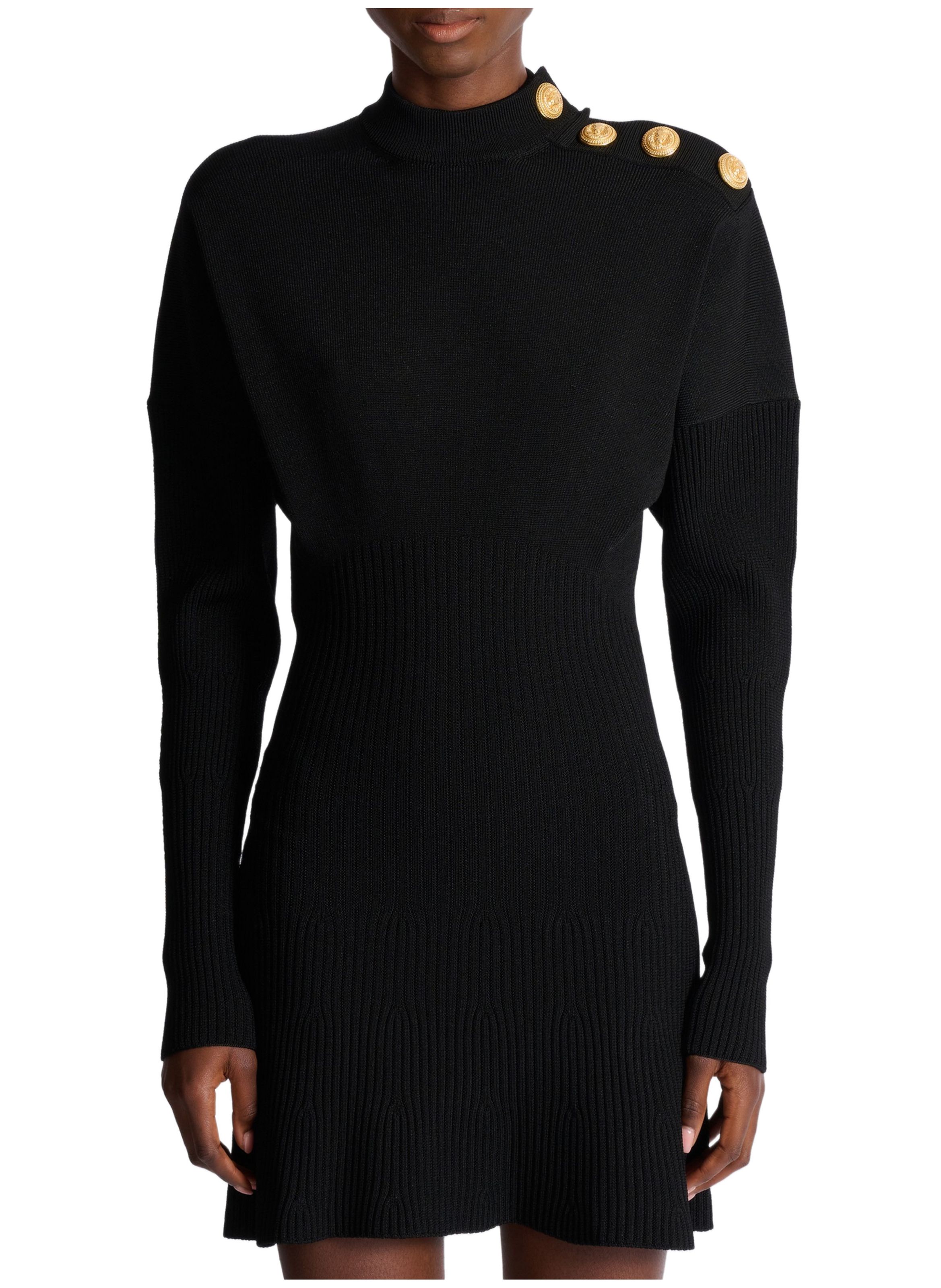 Robe courte en maille évasée BALMAIN Noir