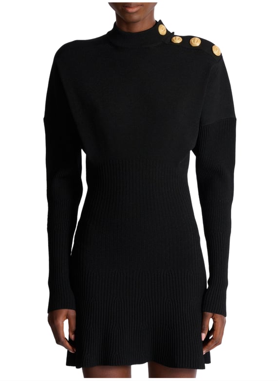 Balmain Paris Robe Robe courte en maille évasée Noir Balmain - Femme | Printemps.com
