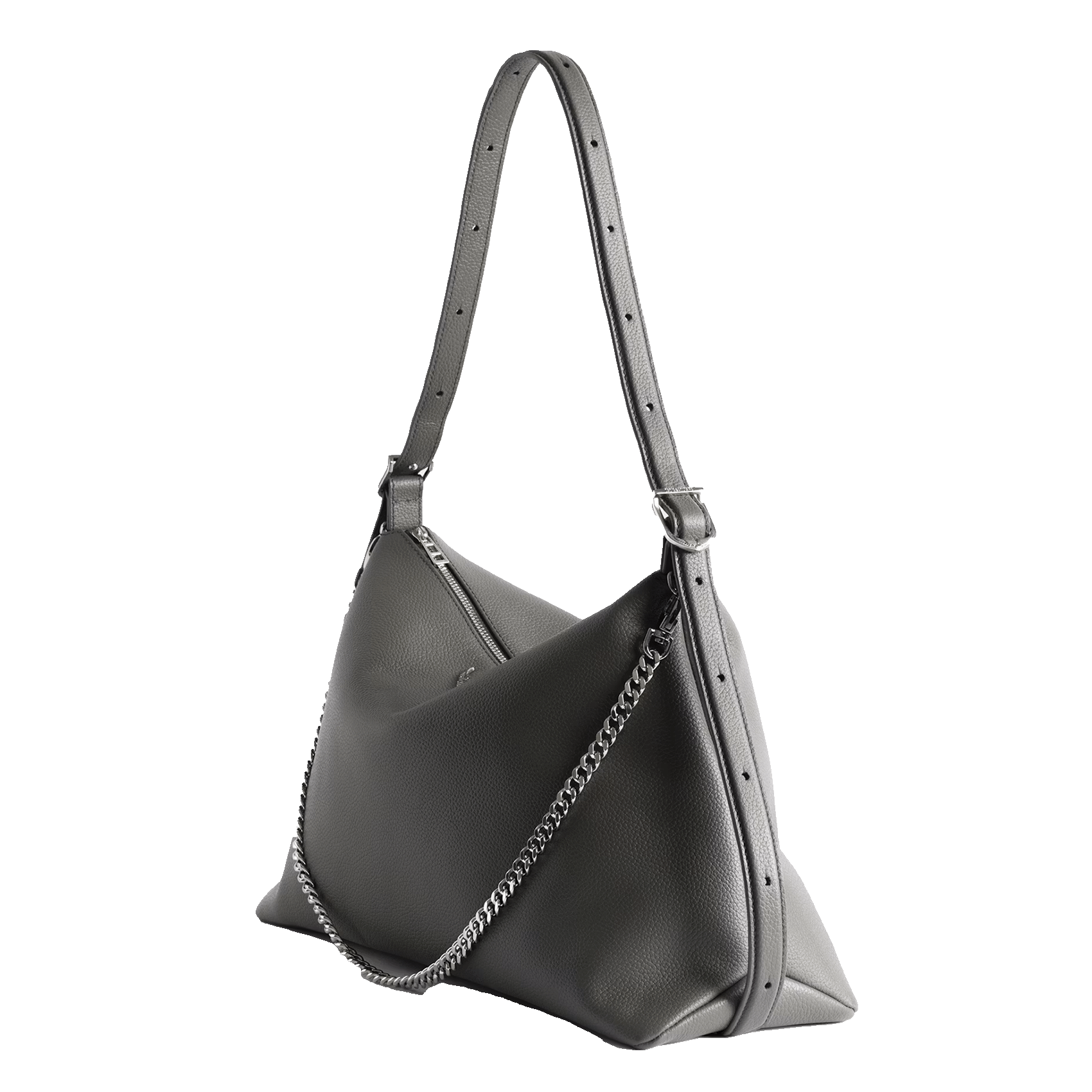 Sac porté épaule en cuir grainé jim ZADIG&VOLTAIRE Gris
