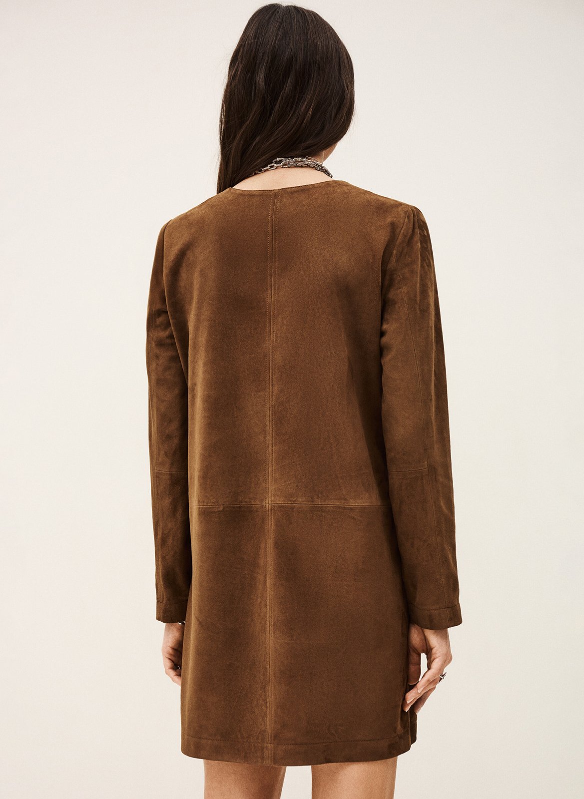 Robe courte col tunisien en cuir velours seda BA&SH Marron