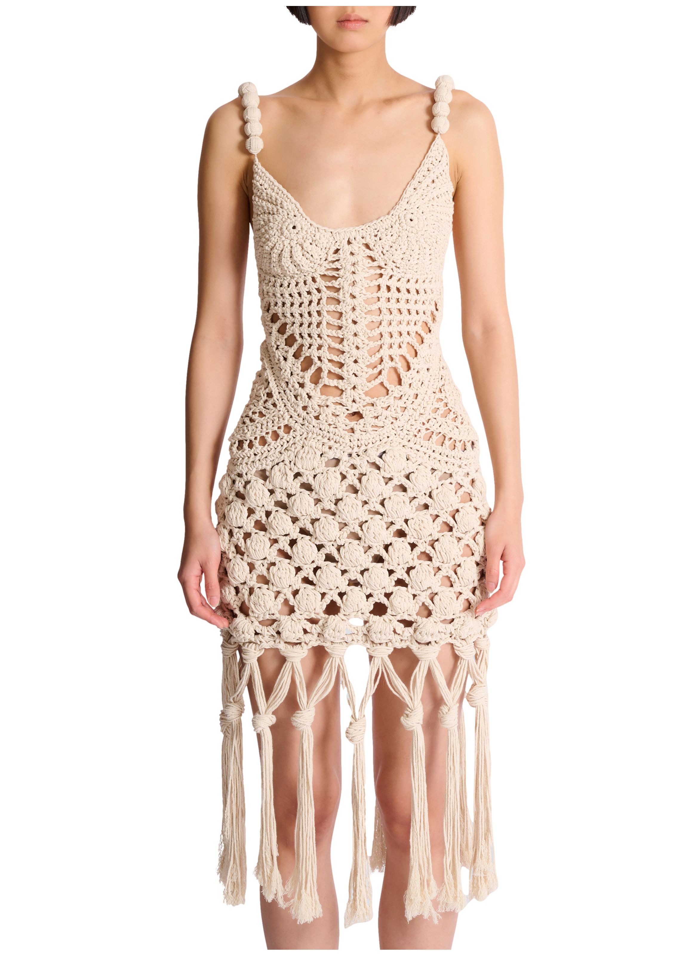 Robe en crochet BALMAIN Beige