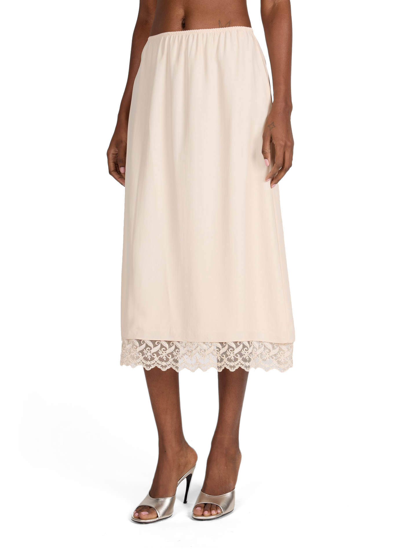 Satin lace midi skirt SIMONE ROCHA Beige