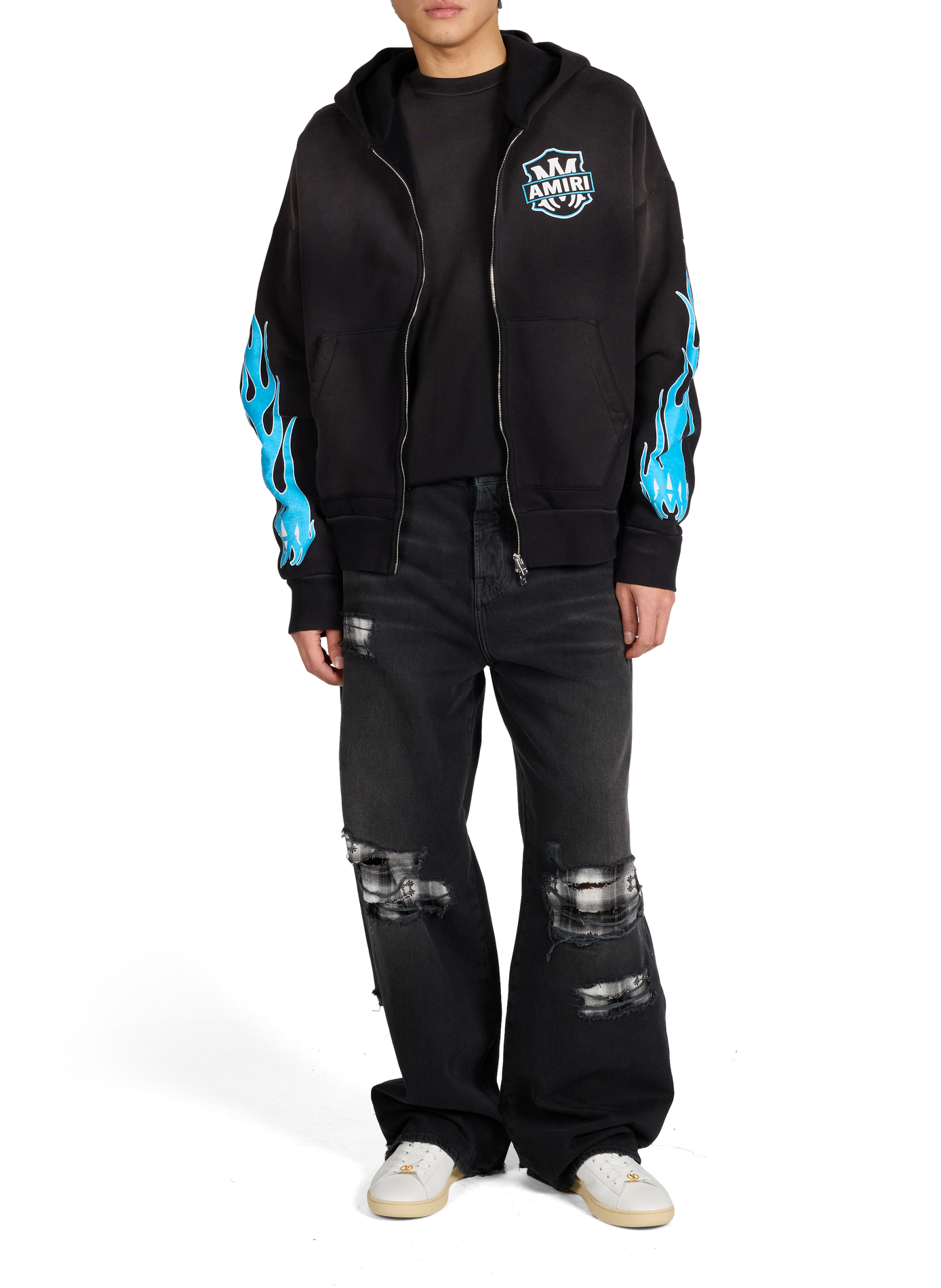 Jean droit Flannel Repair en coton AMIRI Bleu