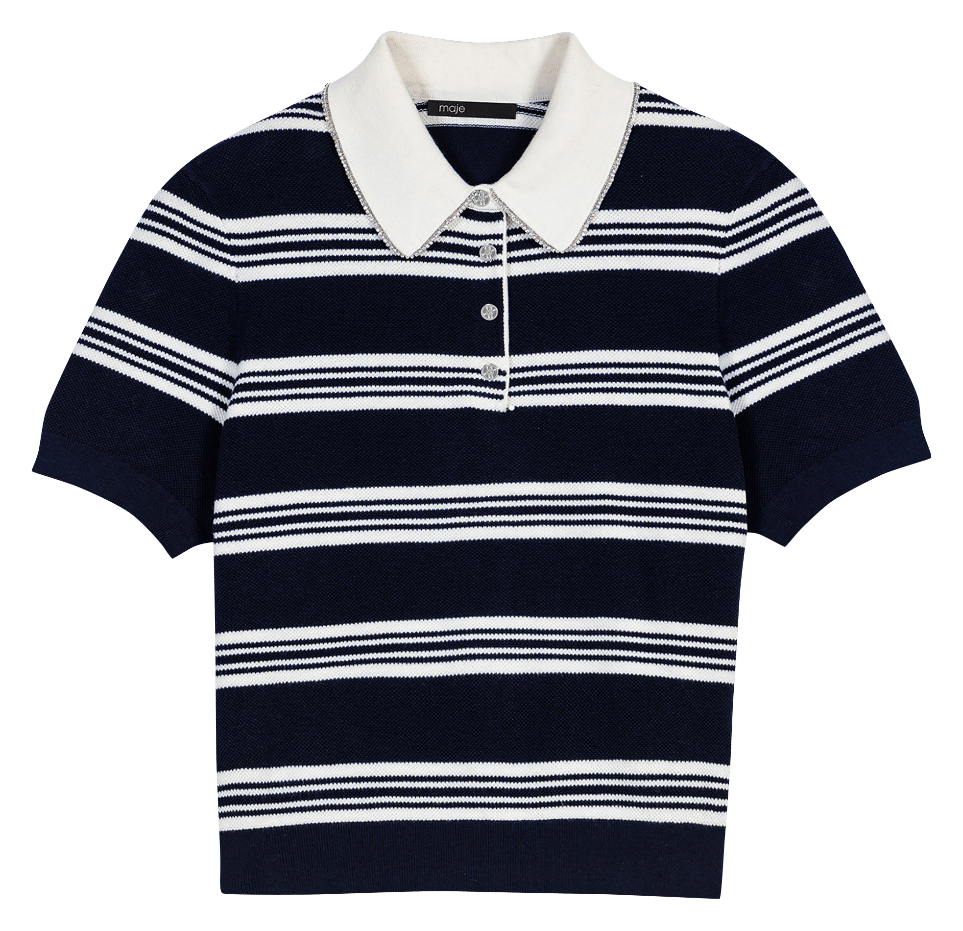 Polo en maille ajusté en coton mélangé MAJE Beige