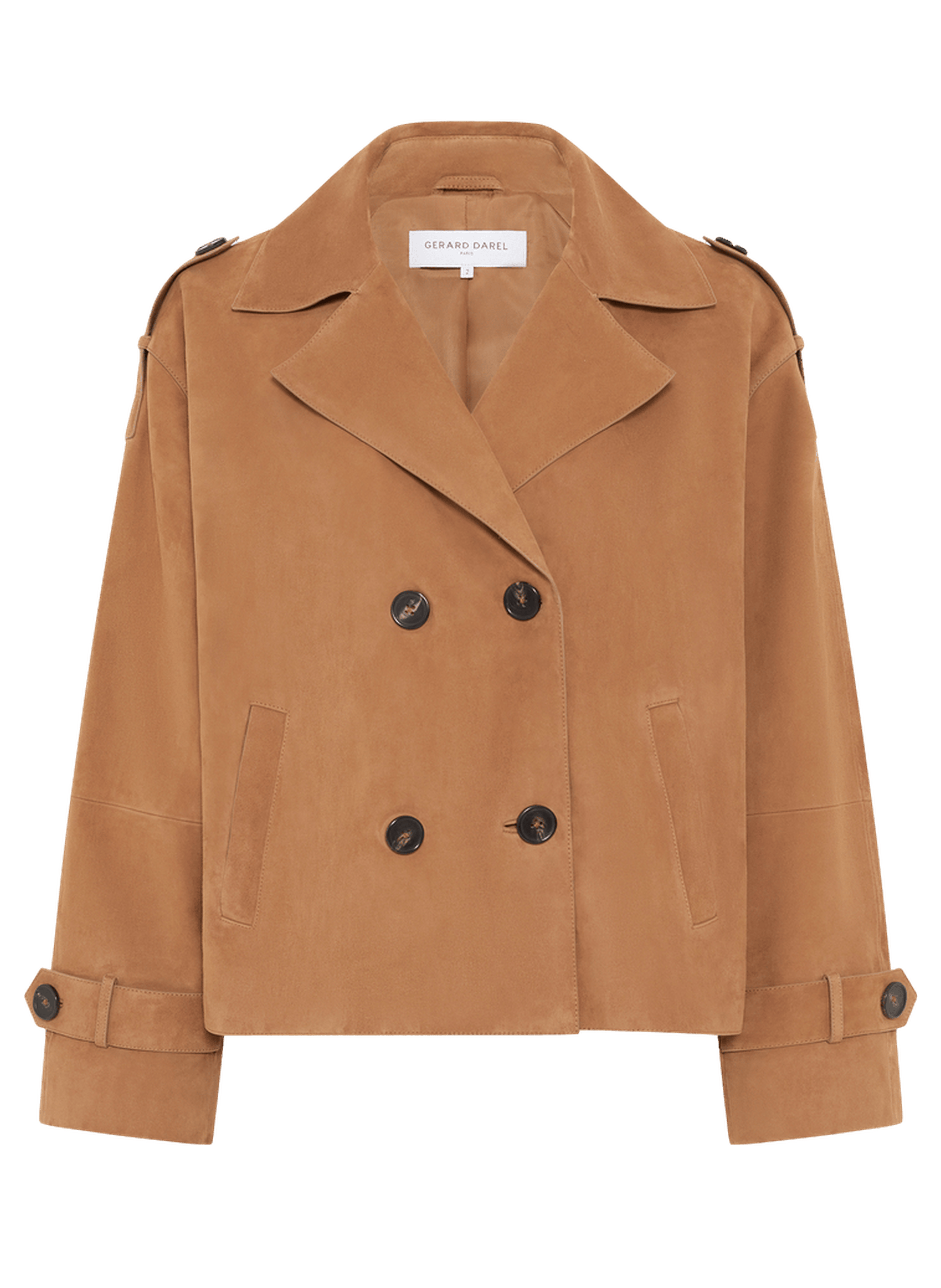 Trench court en cuir velours - TAMY GERARD DAREL Beige