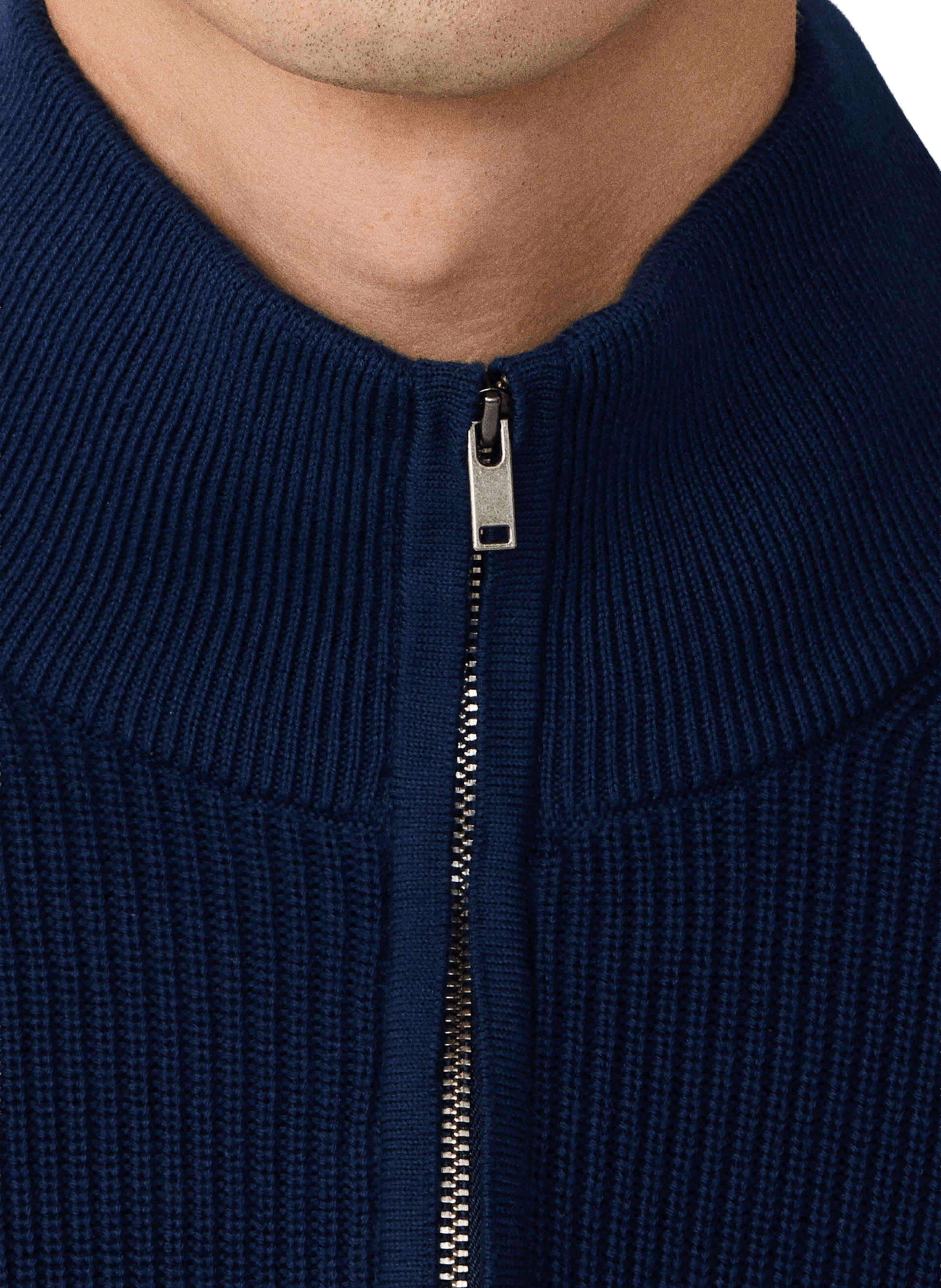 Striped cotton sweater with zip collar FACONNABLE Blue