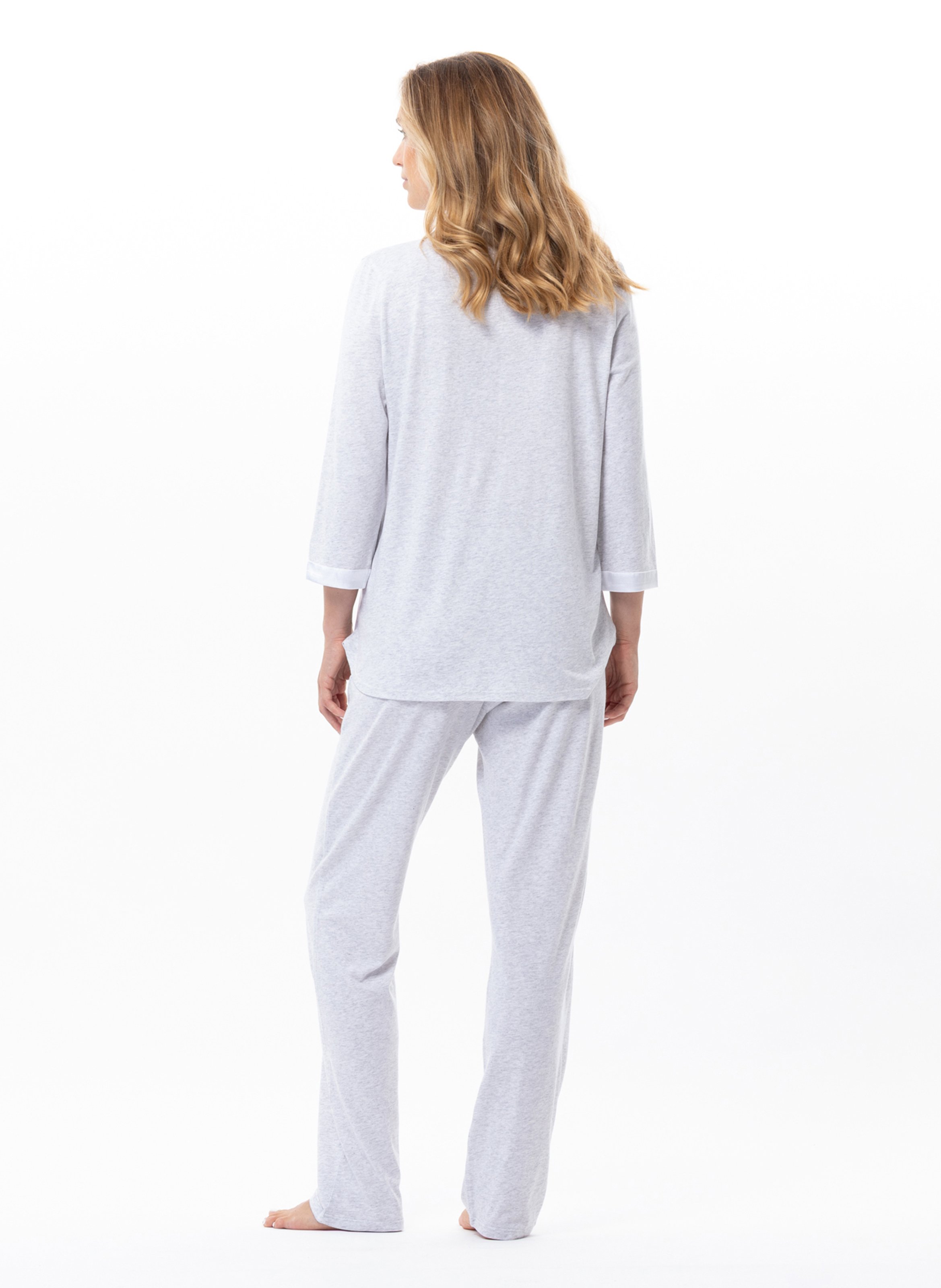 Pyjama boutonné en coton modal mily 206 LE CHAT Gris