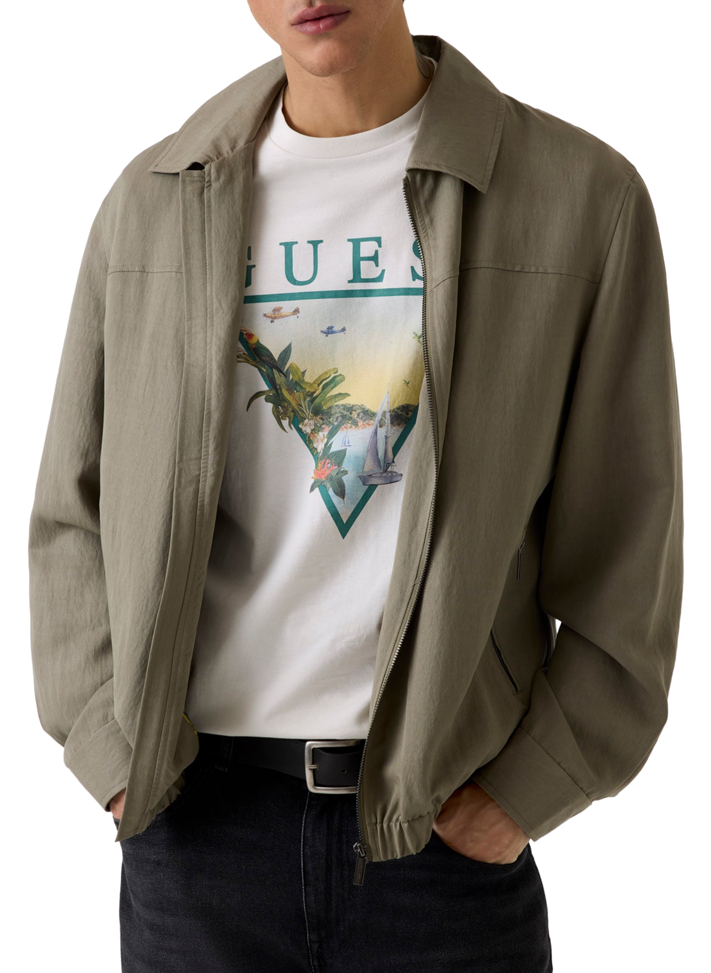 Straight jacket with classic collar GUESS Green