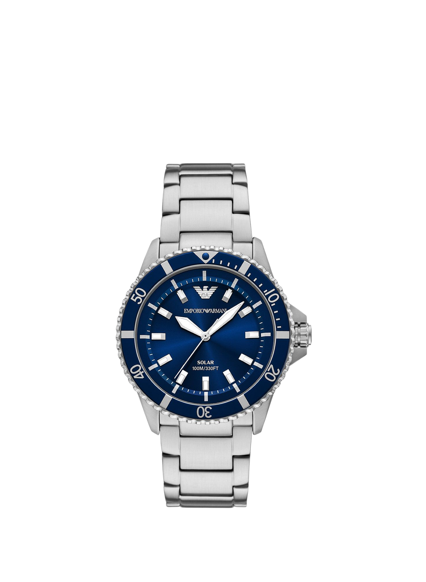 Montre quartz World Explorer en acier inoxydable ARMANI MONTRES Bleu