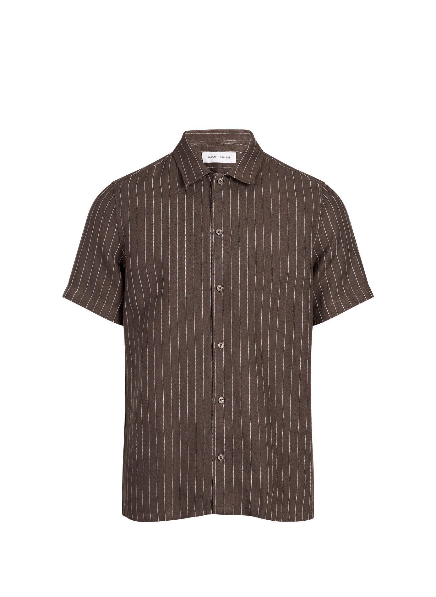 Overhemd met klassieke kraag van linnen SAMSOE SAMSOE Zwart