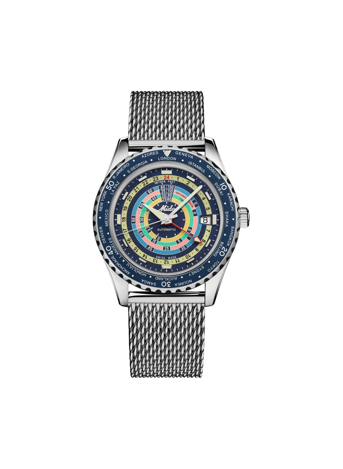 Montre Ocean Star Decompression Worldtimer MIDO Bleu