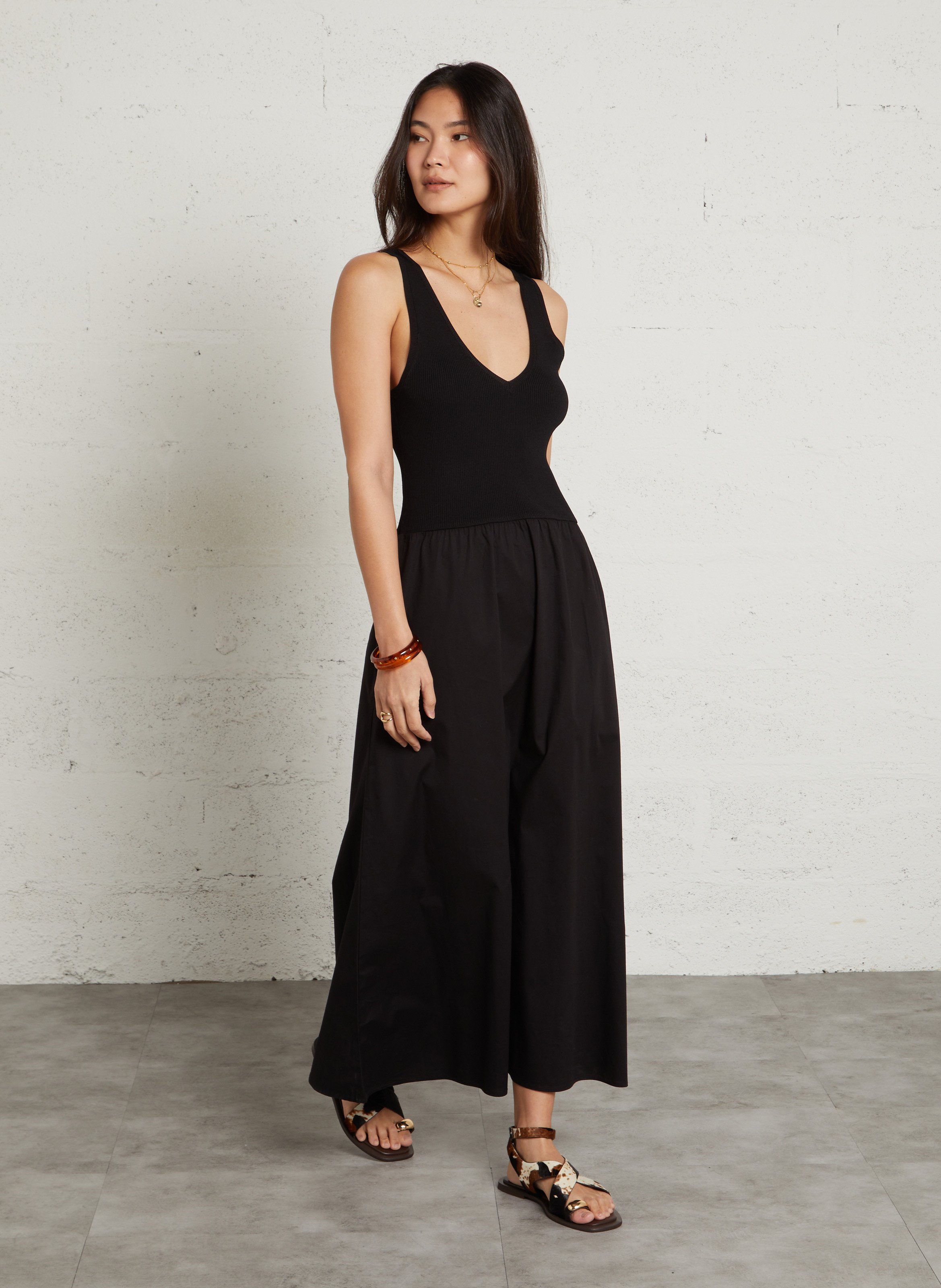 Robe longue col v bys MAISON 123 Noir