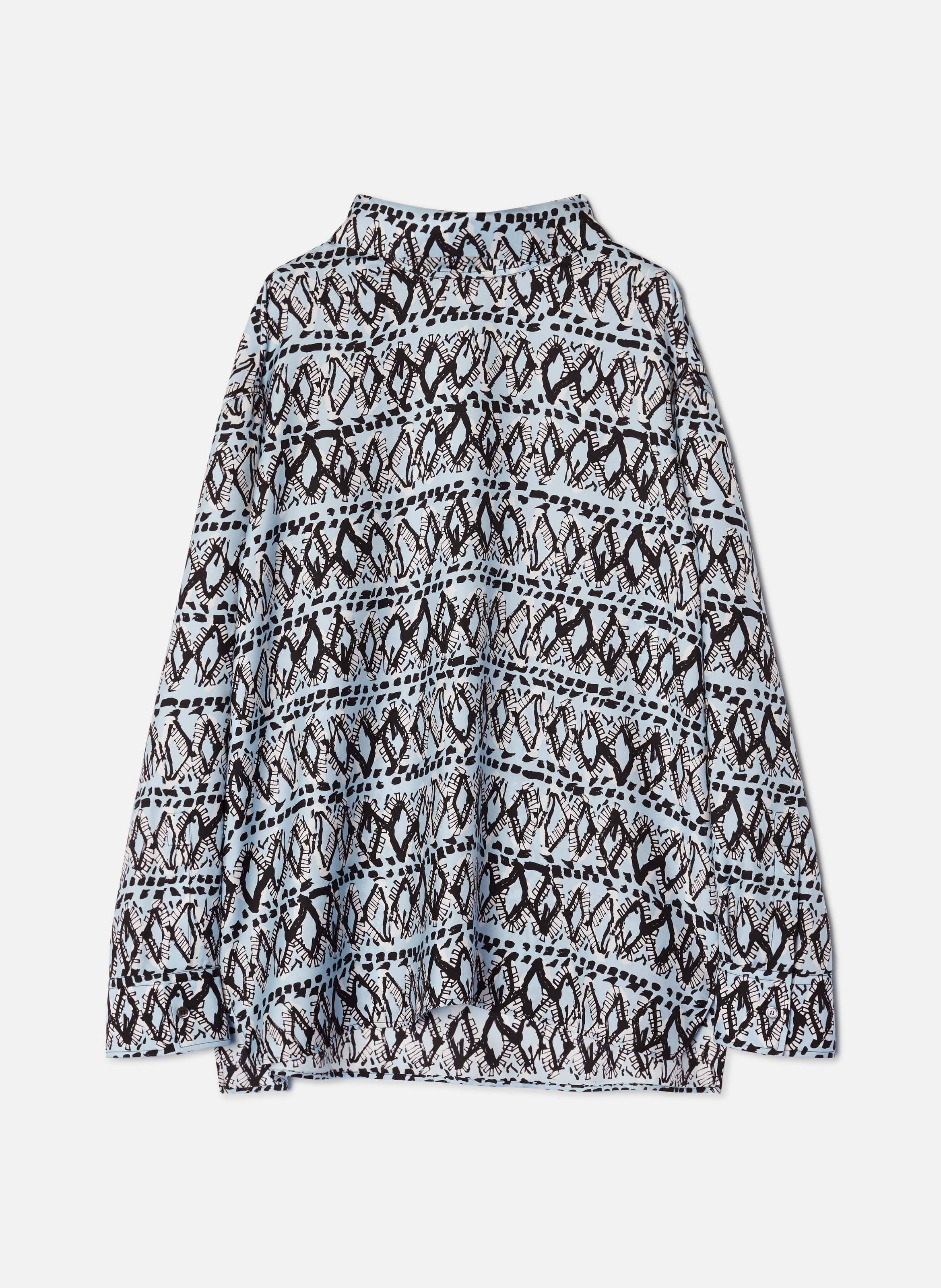 Haut col montant en soie imprimée LANVIN Bleu
