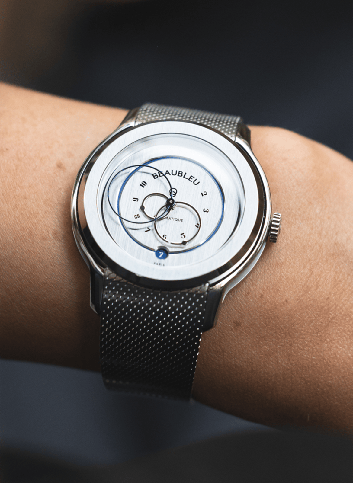 Montre quartz Ecce Vesperal en cuir  BEAUBLEU Argent