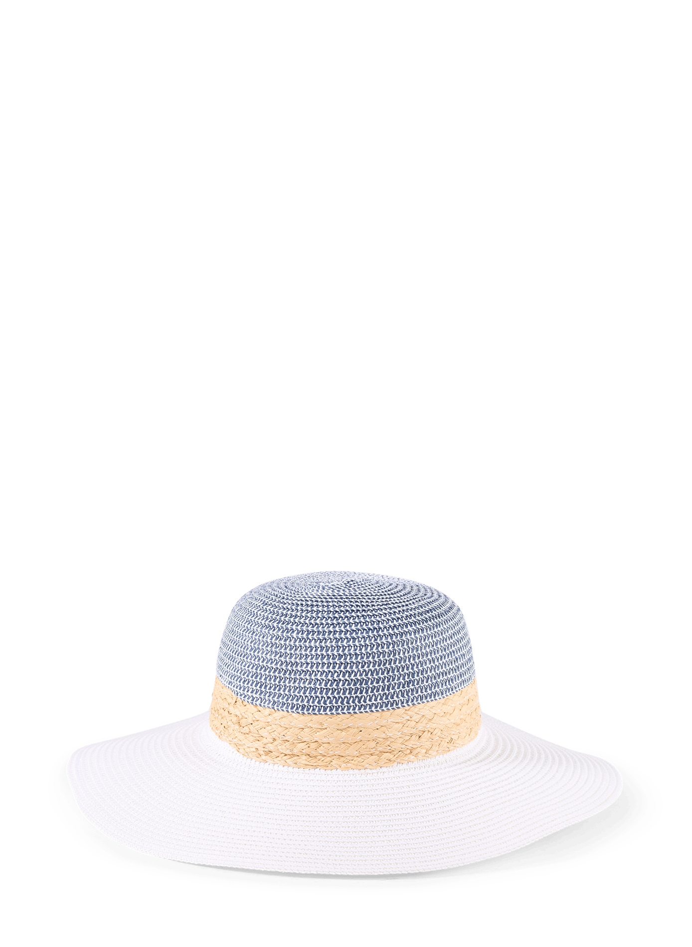 Chapeau bicolore à détail tressé en paille  AU PRINTEMPS PARIS Blanc