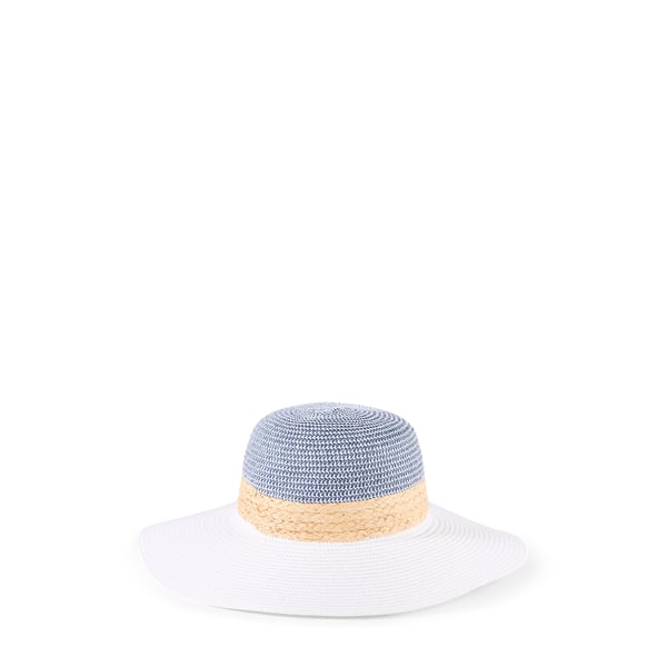 Chapeau bicolore à détail tressé en paille Chapeau bicolore à détail tressé en paille