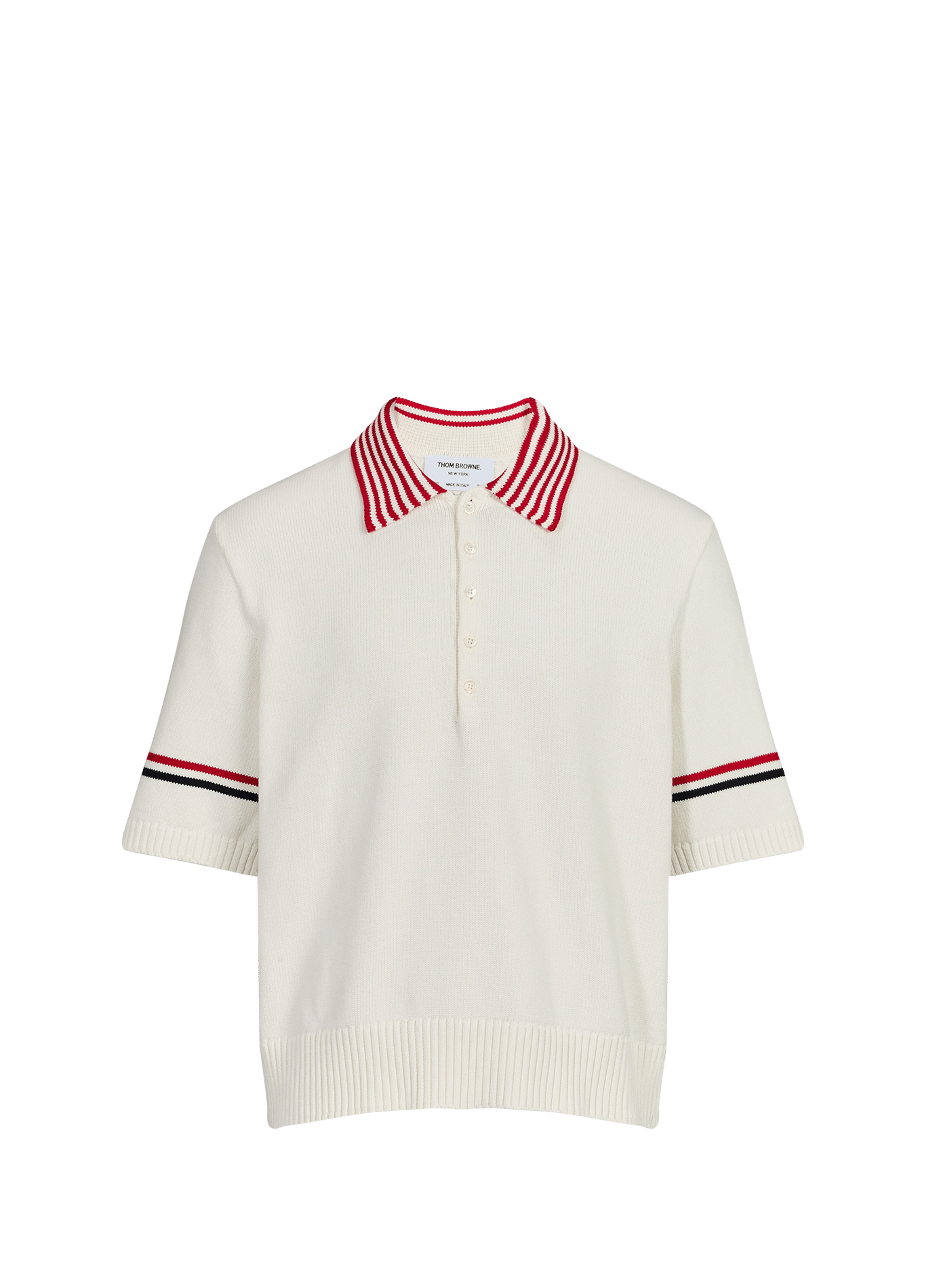 Straight fit short-sleeved knit polo THOM BROWNE White