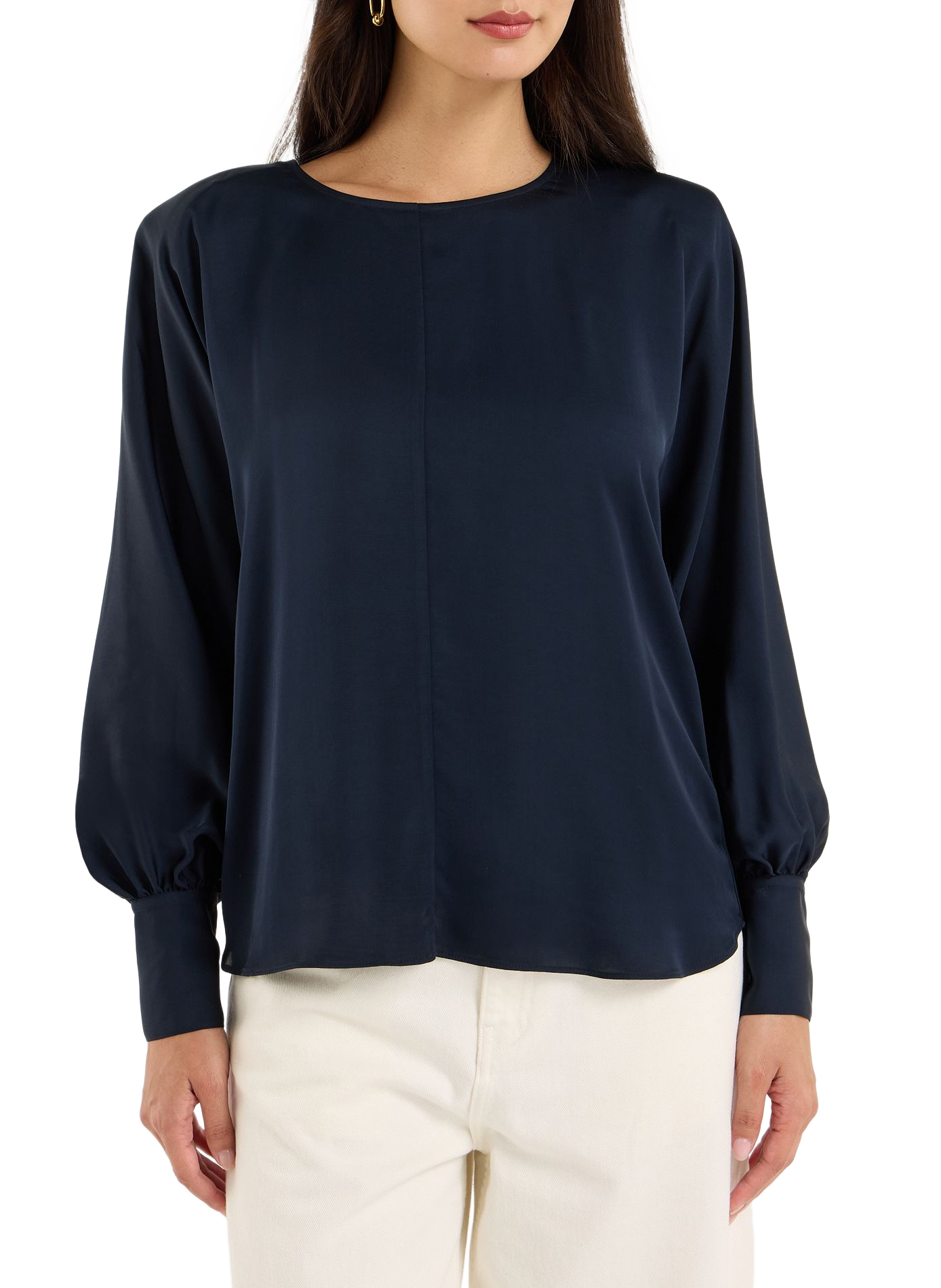 Langarm-Top Biroa Satin SAISON 1865 Blau