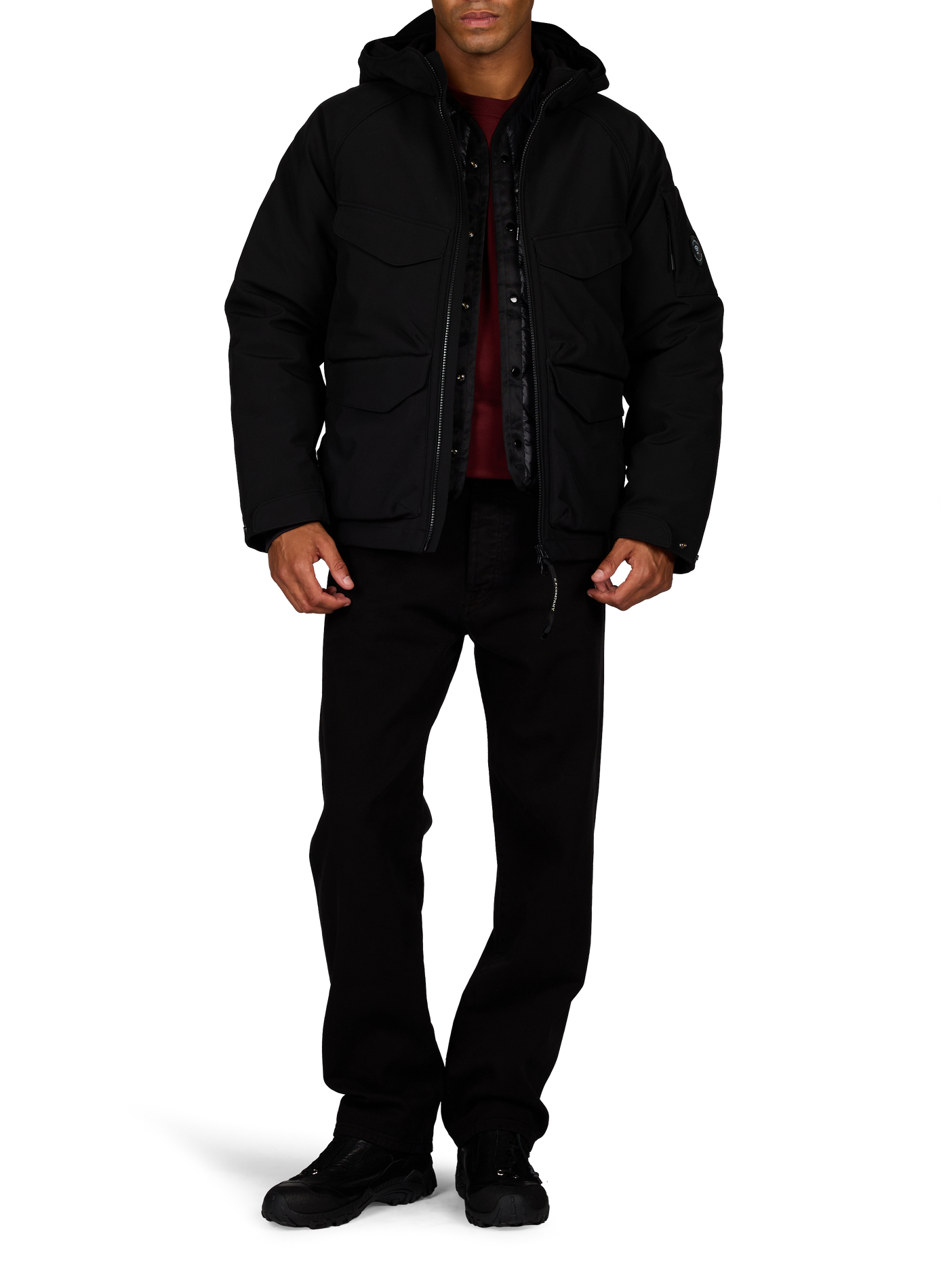 Kapuzenparka mit Logo-Patch CP COMPANY Schwarz