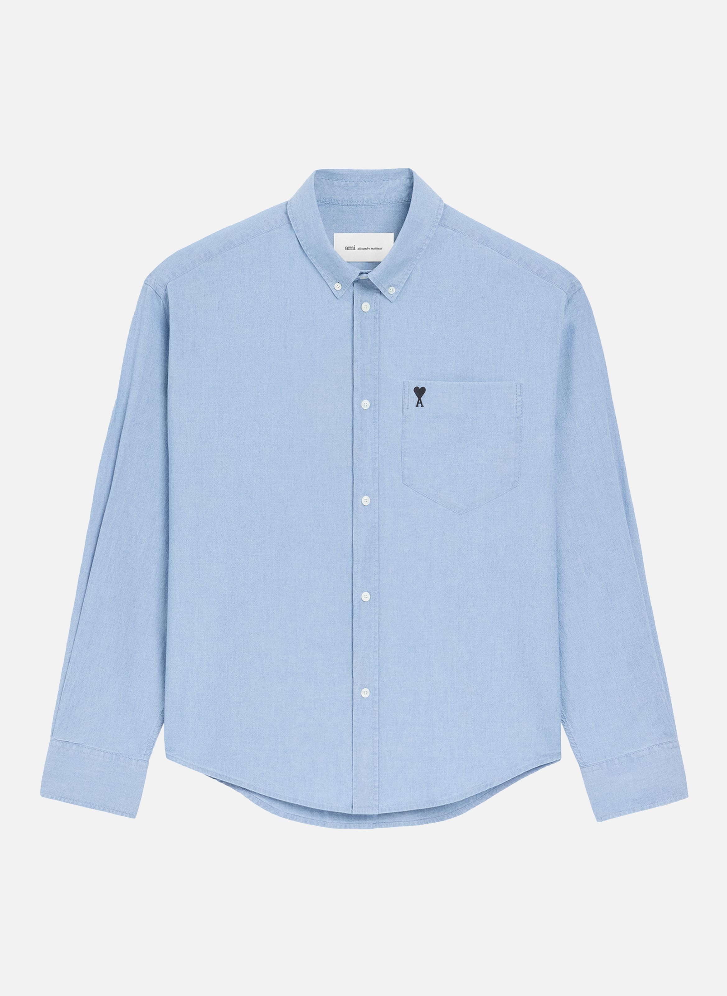 Chemise boxy ami de coeur brodé en coton AMI PARIS Bleu